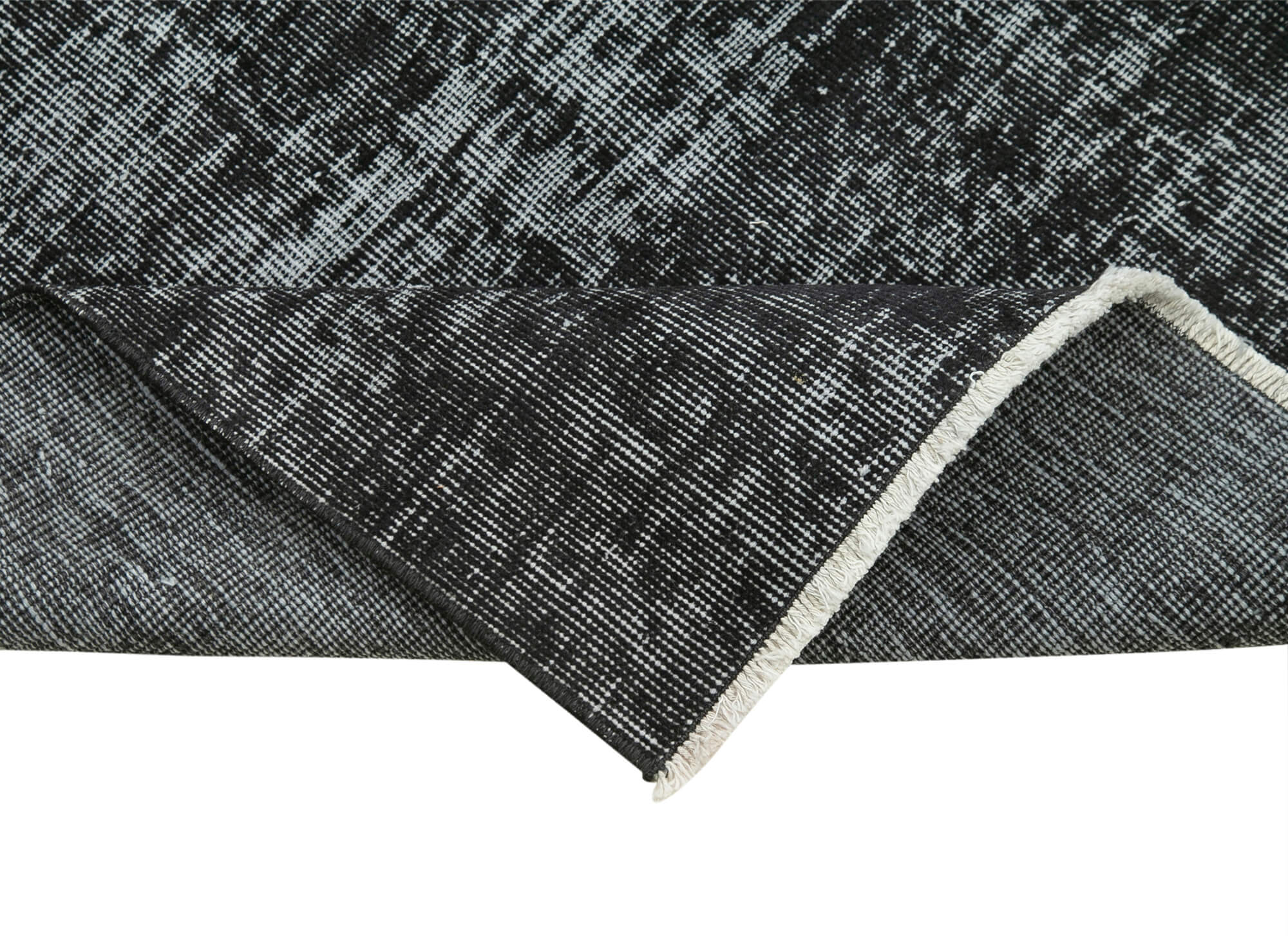 Handmade Vintage Area Rug | Overdyed Black Wool Cotton Blend 2'8''x10'2'' Bohemian Style