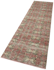 Vintage Area Rug – Handmade Wool Rug Overdyed Red Turkish Hand Knotted Carpet 2'7''x10'2''