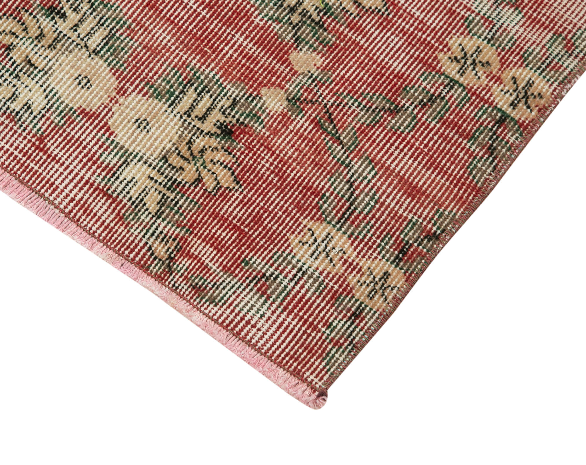 Vintage Area Rug – Handmade Wool Rug Overdyed Red Turkish Hand Knotted Carpet 2'7''x10'2''