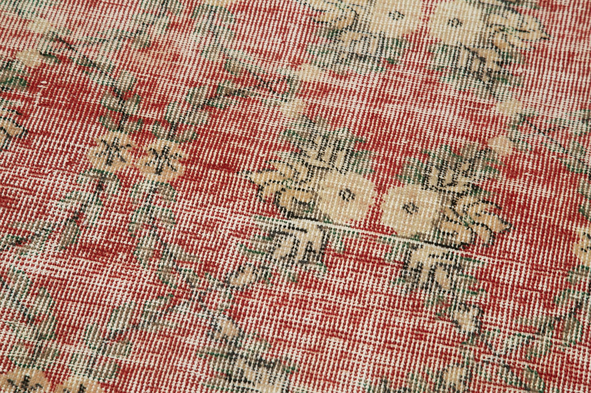 Vintage Area Rug – Handmade Wool Rug Overdyed Red Turkish Hand Knotted Carpet 2'7''x10'2''