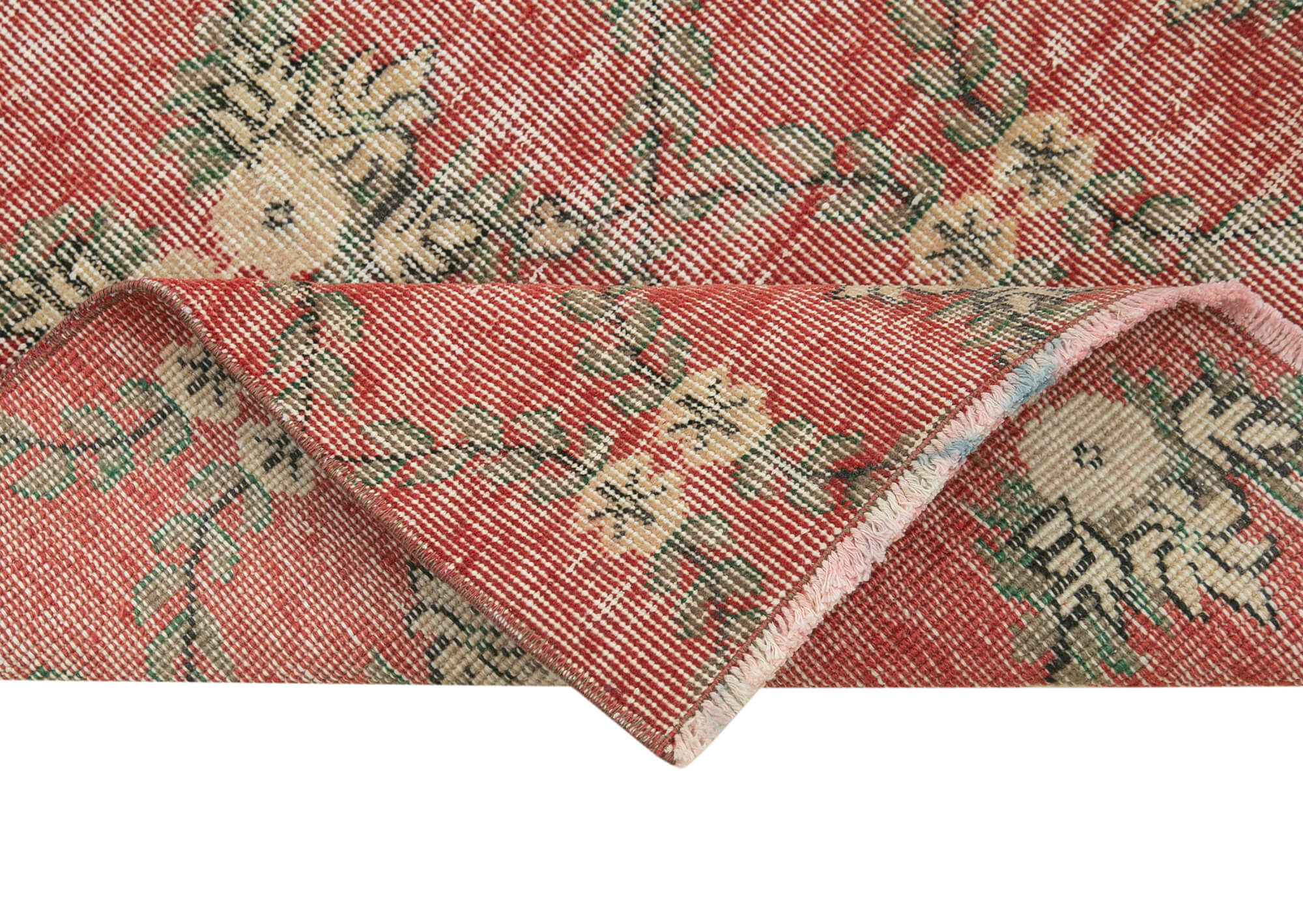 Vintage Area Rug – Handmade Wool Rug Overdyed Red Turkish Hand Knotted Carpet 2'7''x10'2''