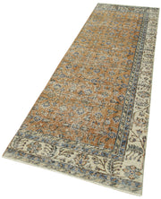 Vintage Handmade Area Rug – Overdyed Beige Cotton Wool Carpet 2'11''x10'1''