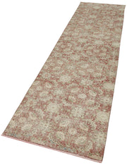 Handmade Vintage Area Rug – Overdyed Cotton Wool Rug | Vintage Beige Carpet 2'6''x10'4''