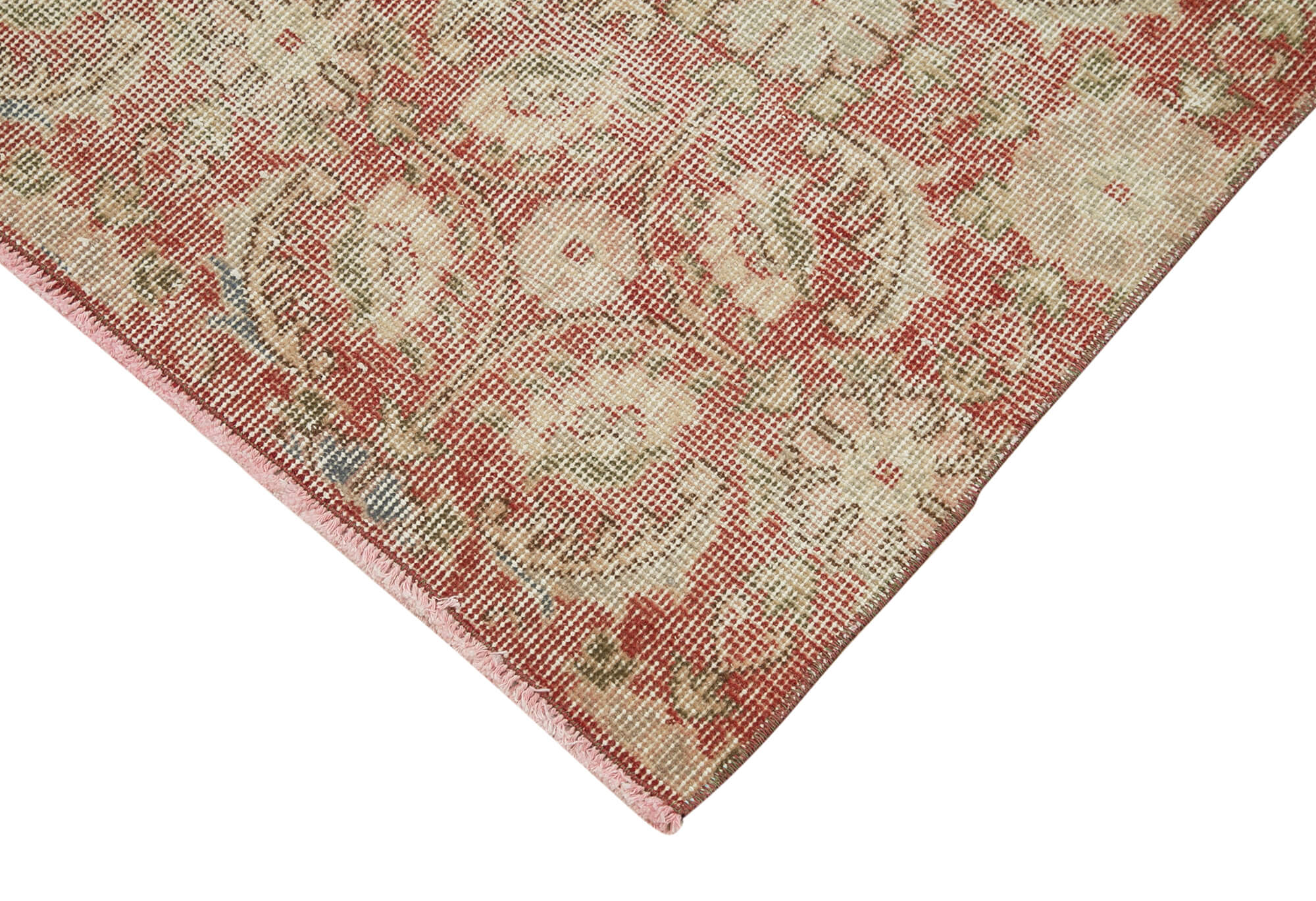Handmade Vintage Area Rug – Overdyed Cotton Wool Rug | Vintage Beige Carpet 2'6''x10'4''
