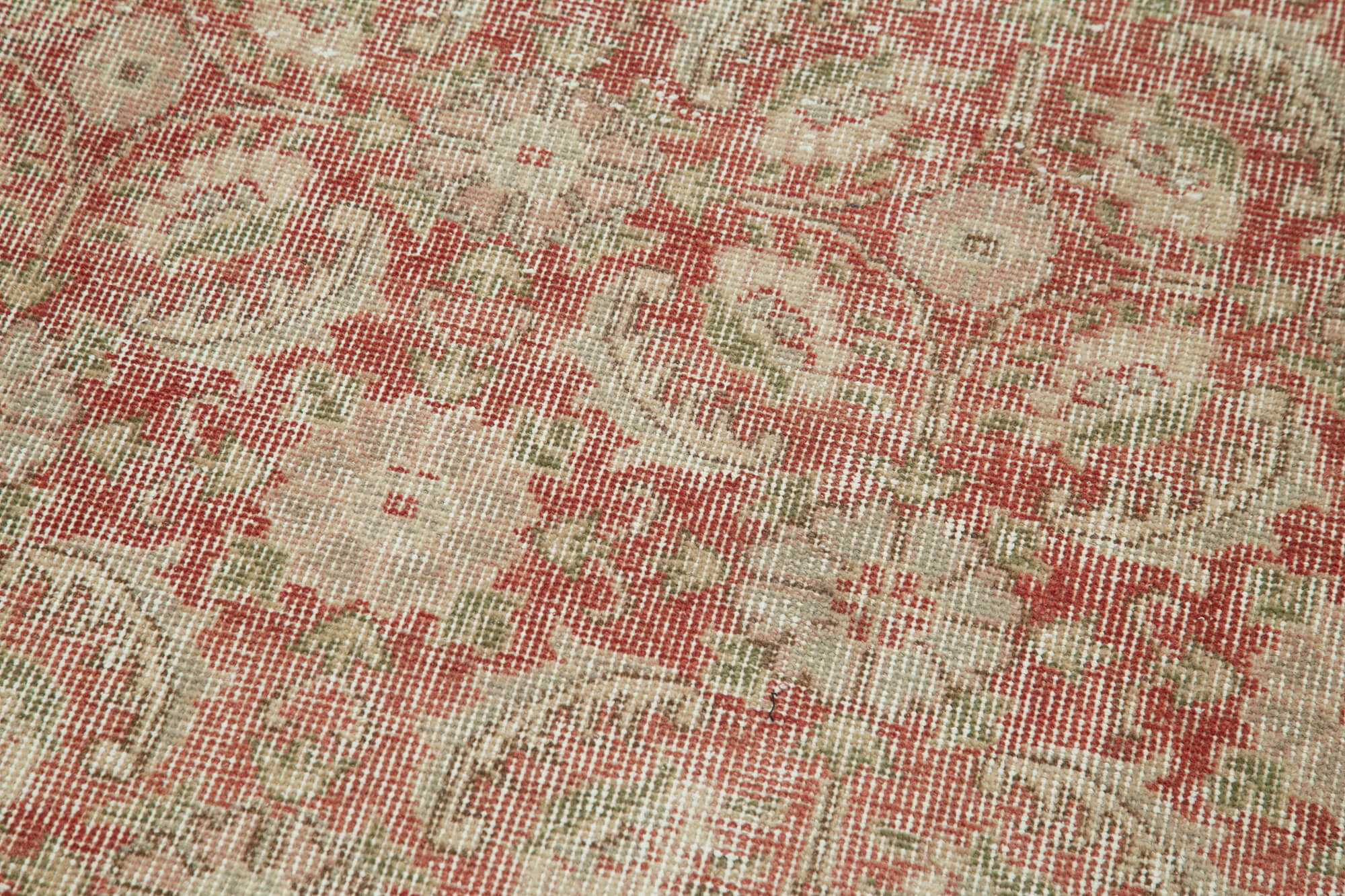 Handmade Vintage Area Rug – Overdyed Cotton Wool Rug | Vintage Beige Carpet 2'6''x10'4''
