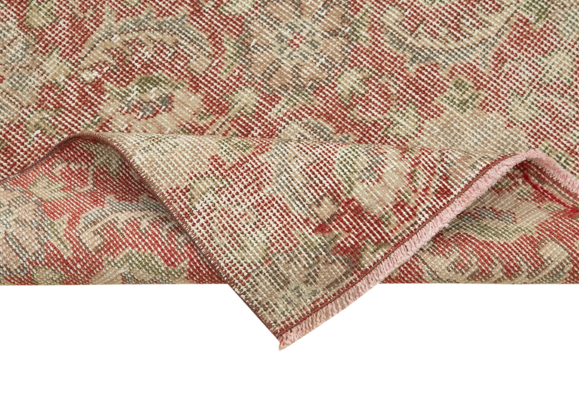 Handmade Vintage Area Rug – Overdyed Cotton Wool Rug | Vintage Beige Carpet 2'6''x10'4''