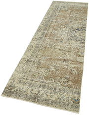 Vintage Area Rug - Hand Woven Rug, Overdyed Beige Carpet 2'7'' x 9'6'' | Soft Wool Cotton