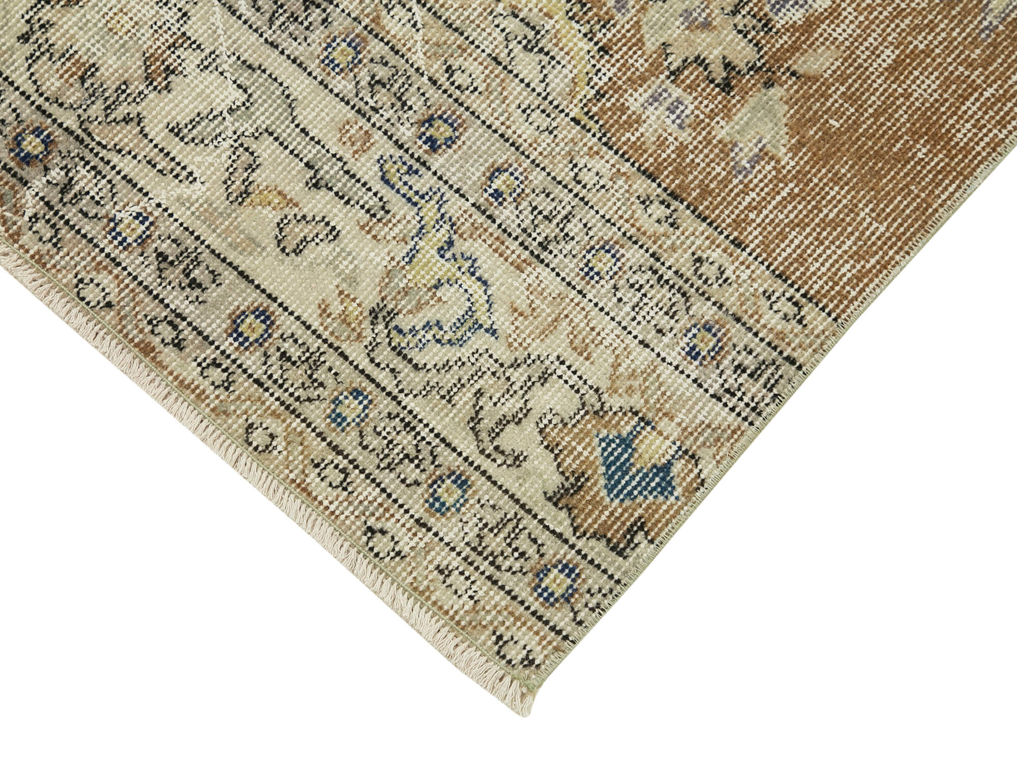 Vintage Area Rug - Hand Woven Rug, Overdyed Beige Carpet 2'7'' x 9'6'' | Soft Wool Cotton