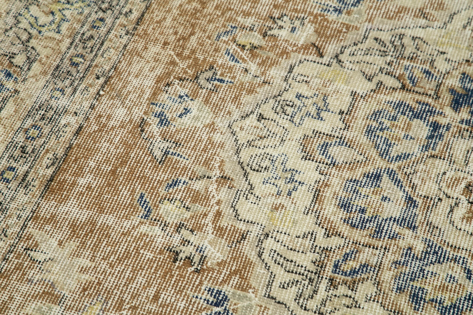 Vintage Area Rug - Hand Woven Rug, Overdyed Beige Carpet 2'7'' x 9'6'' | Soft Wool Cotton