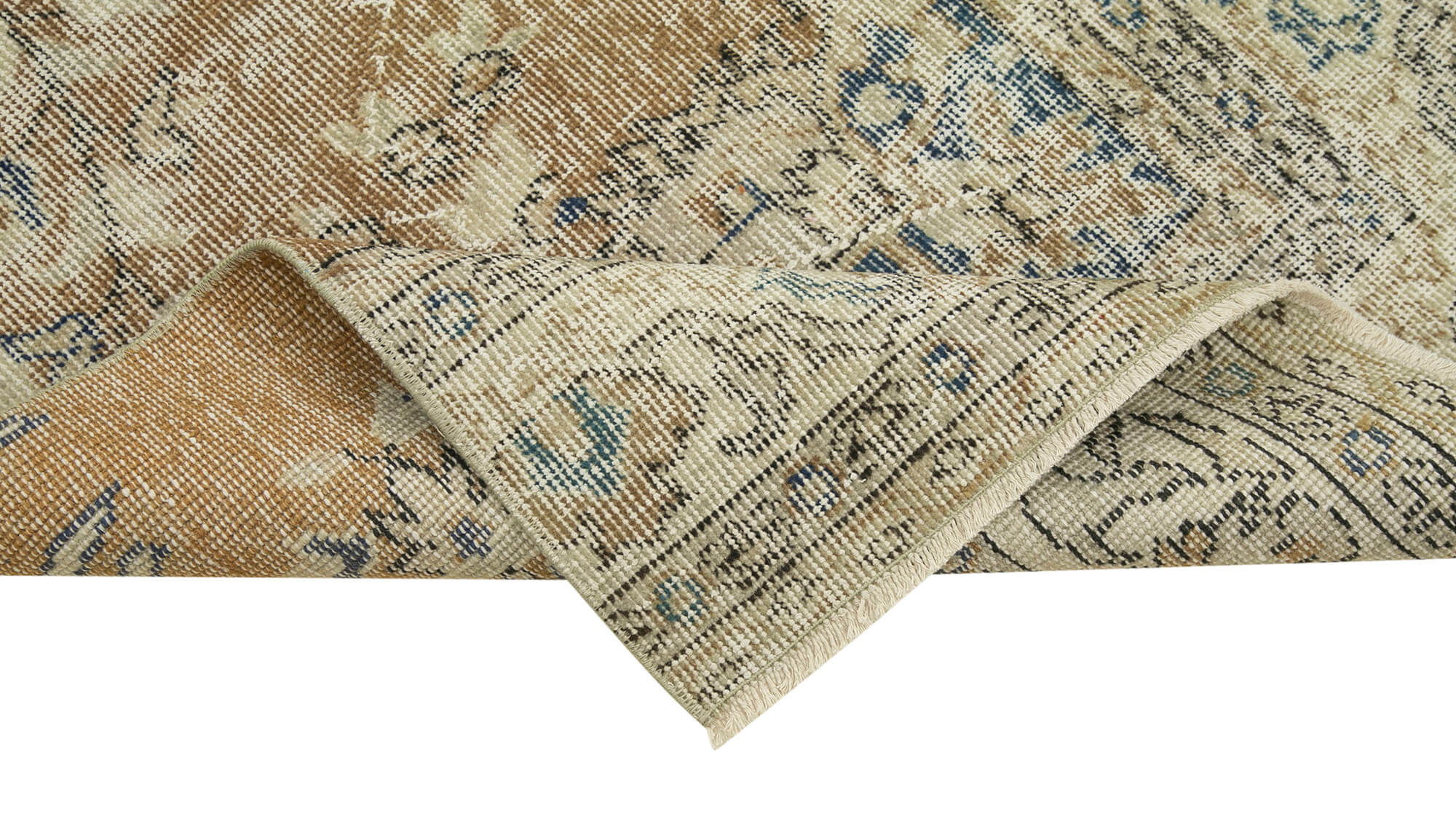 Vintage Area Rug - Hand Woven Rug, Overdyed Beige Carpet 2'7'' x 9'6'' | Soft Wool Cotton