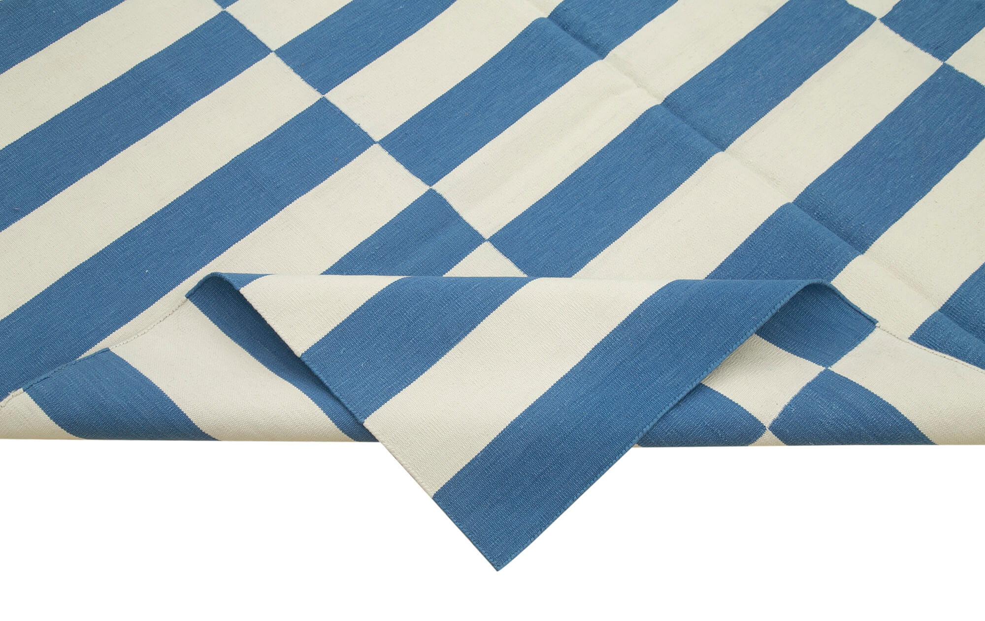 Handmade Wool Area Rug – Blue Cotton Wool Rug | Vintage Turkish Carpet 5'11''x9'1''