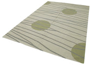 Handmade Wool Area Rug – Green Geometric Cotton Wool Rug 6'4" x 9'8"
