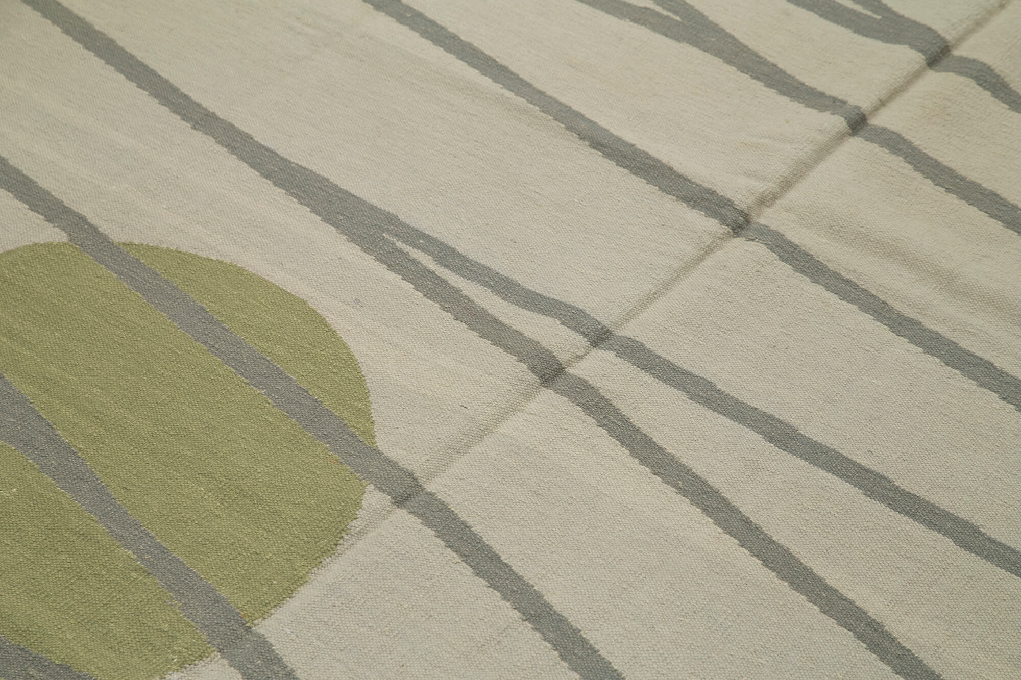 Handmade Wool Area Rug – Green Geometric Cotton Wool Rug 6'4" x 9'8"