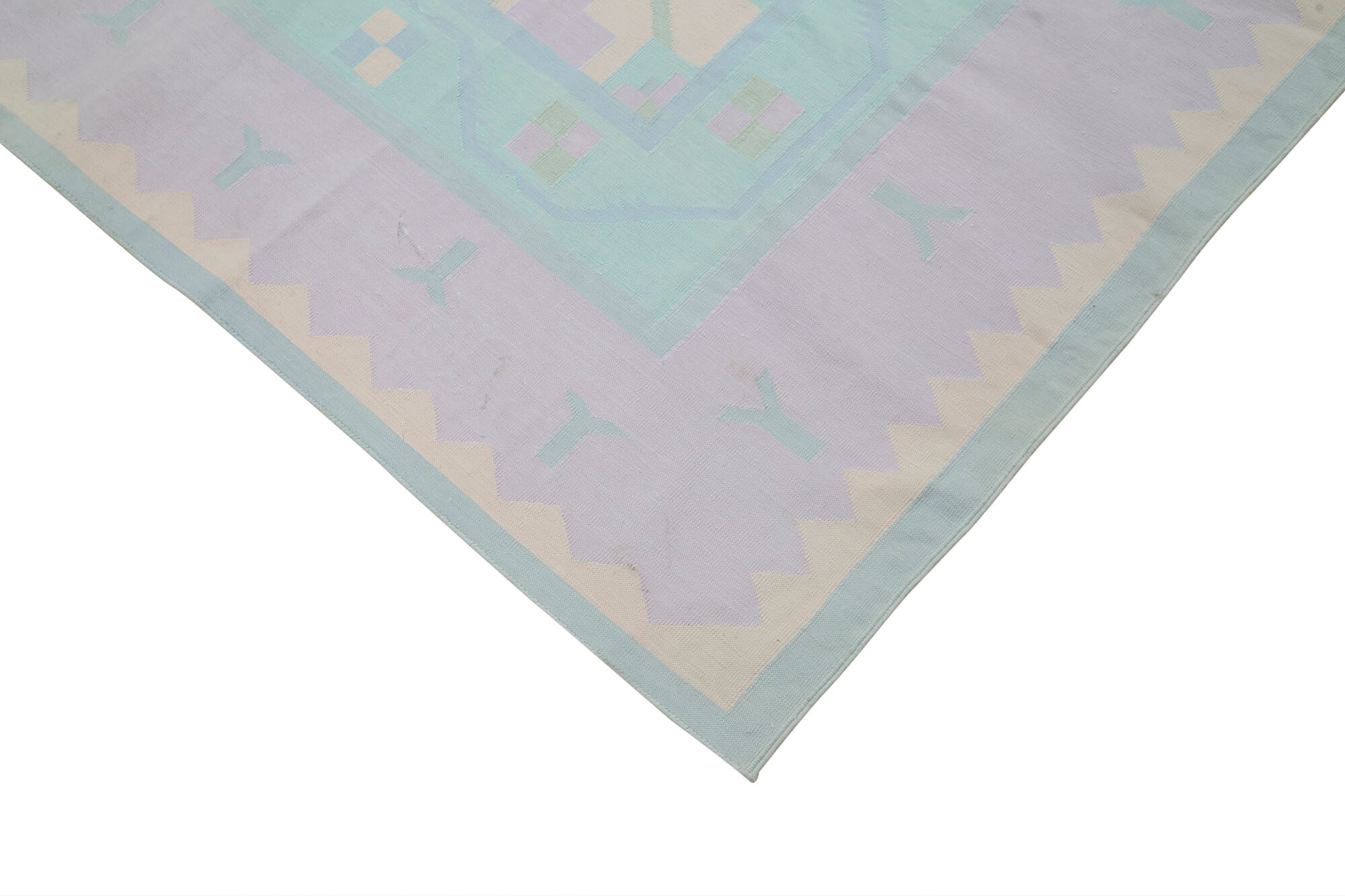 Handmade Wool Area Rug – Geometric Pattern Rug | Neutral Beige Cotton Wool Rug 5'10''x8'11''