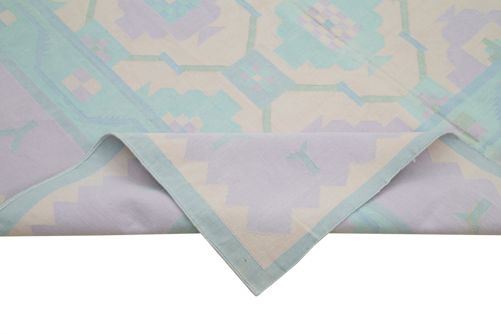 Handmade Wool Area Rug – Geometric Pattern Rug | Neutral Beige Cotton Wool Rug 5'10''x8'11''