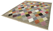 Handmade Area Rug - Vintage Turkish Wool & Cotton Geometric Carpet 8'6''x10'