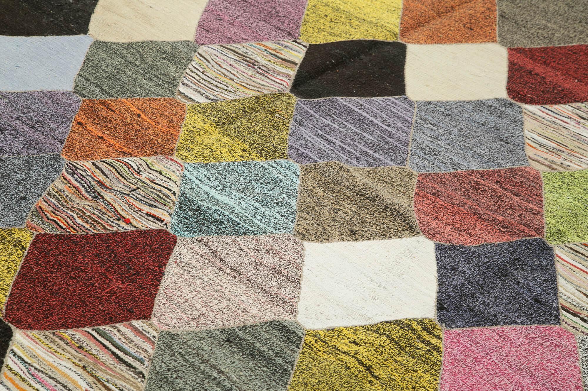 Handmade Area Rug - Vintage Turkish Wool & Cotton Geometric Carpet 8'6''x10'