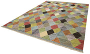 Handmade Wool Area Rug – Green Geometric Cotton Wool Rug 9'6''x12'6''