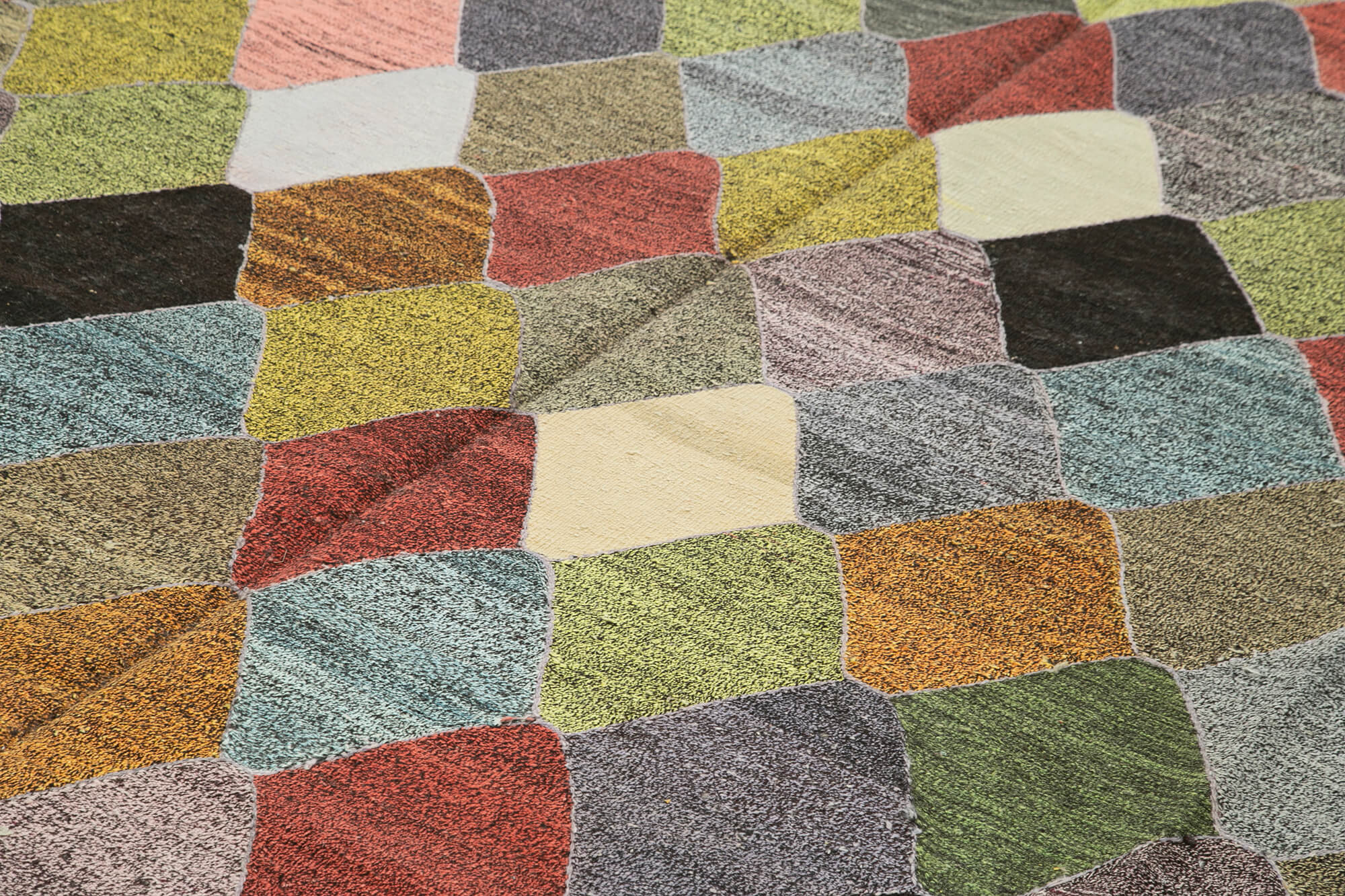 Handmade Wool Area Rug – Green Geometric Cotton Wool Rug 9'6''x12'6''