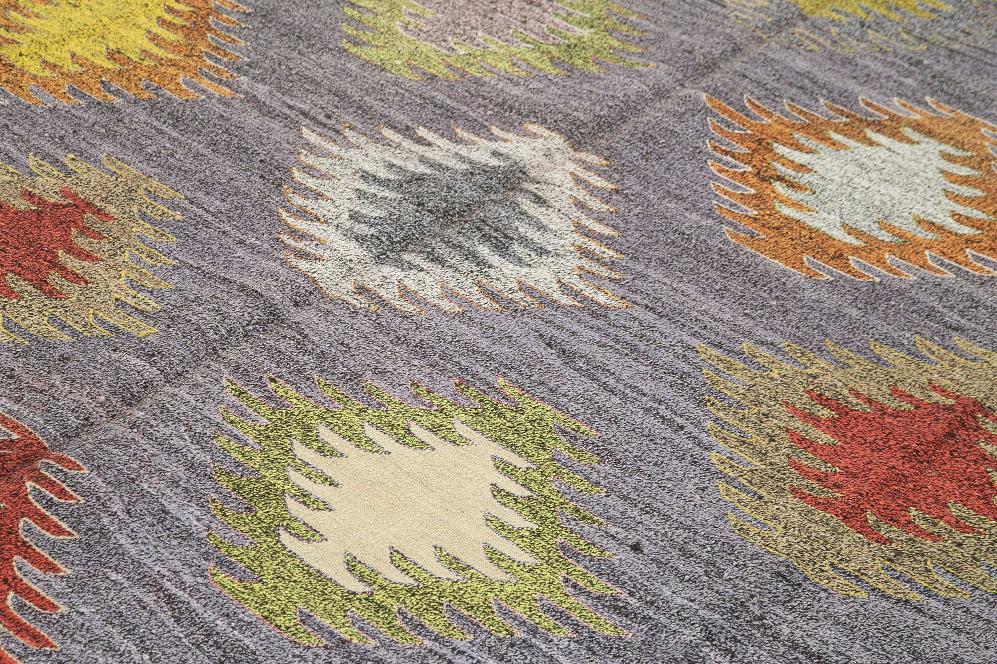 Handmade Area Rug - Blue Geometric Cotton Wool Rug 8'5" x 10'3" Durable Vintage