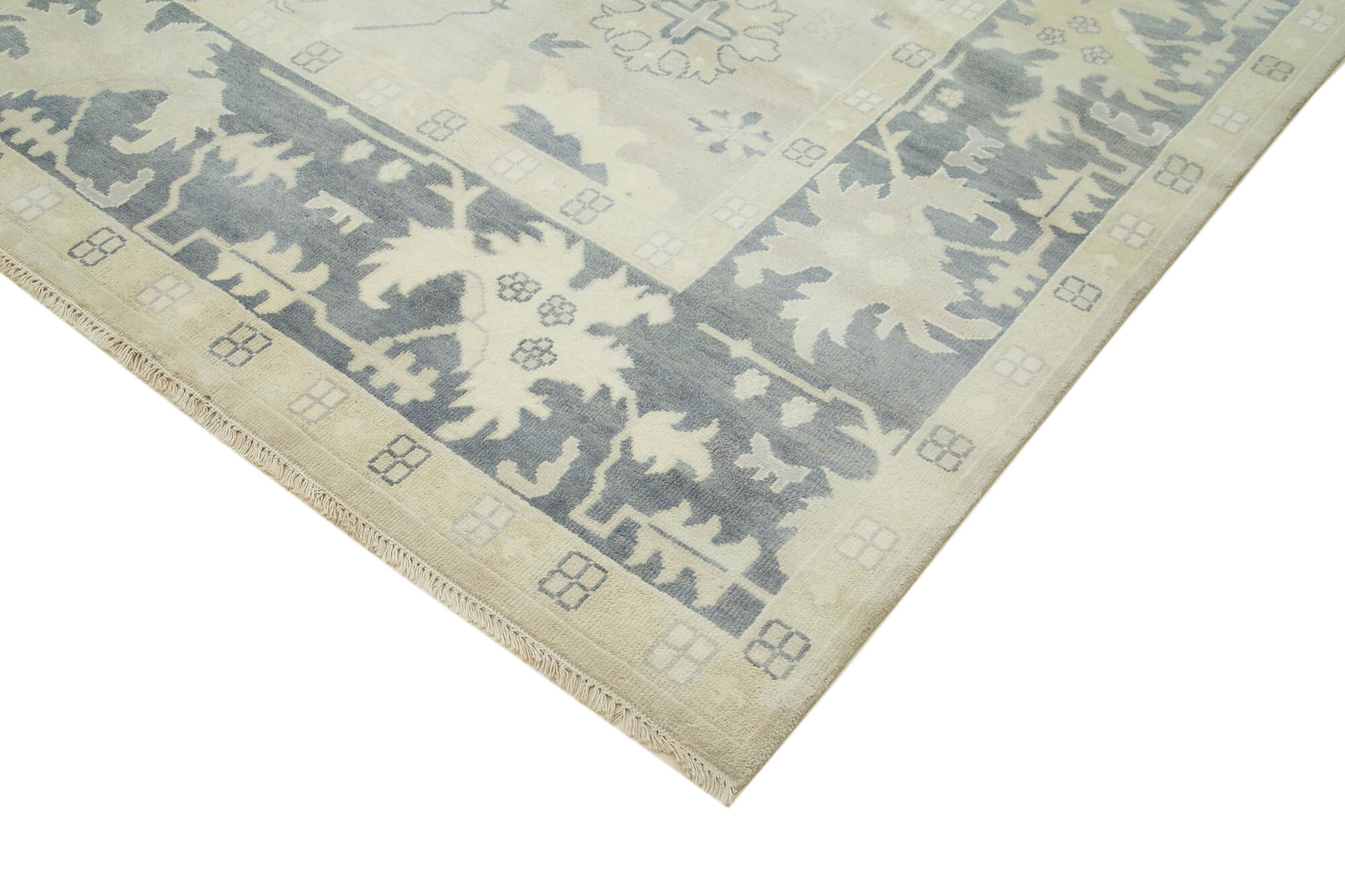 Handmade Wool Area Rug – Tebriz Classic Beige Cotton Wool Rug 9'3''x11'9''