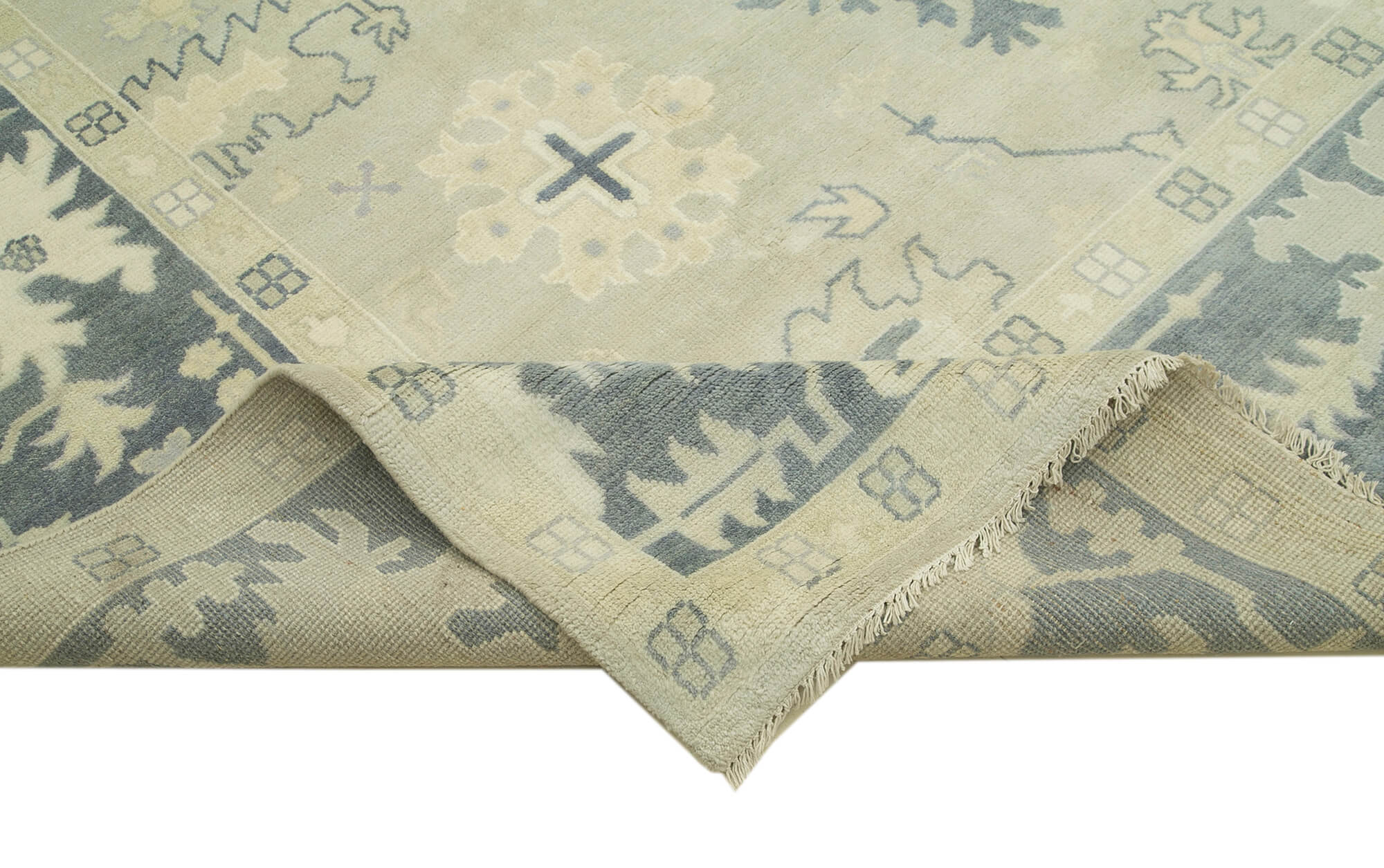 Handmade Wool Area Rug – Tebriz Classic Beige Cotton Wool Rug 9'3''x11'9''
