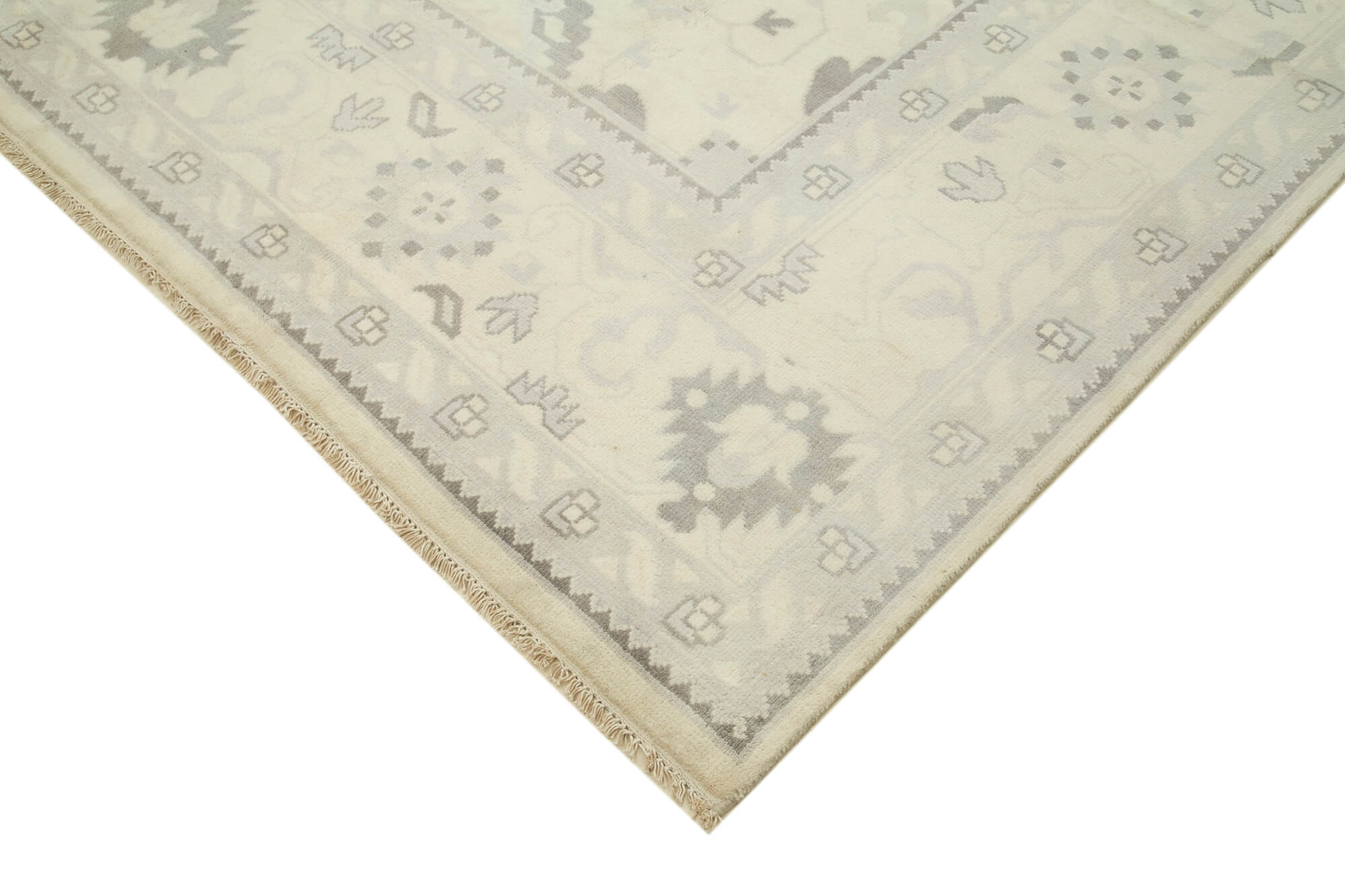 Handmade Wool Area Rug – Tebriz Classic Beige Cotton Wool Rug 9'1''x12'0''