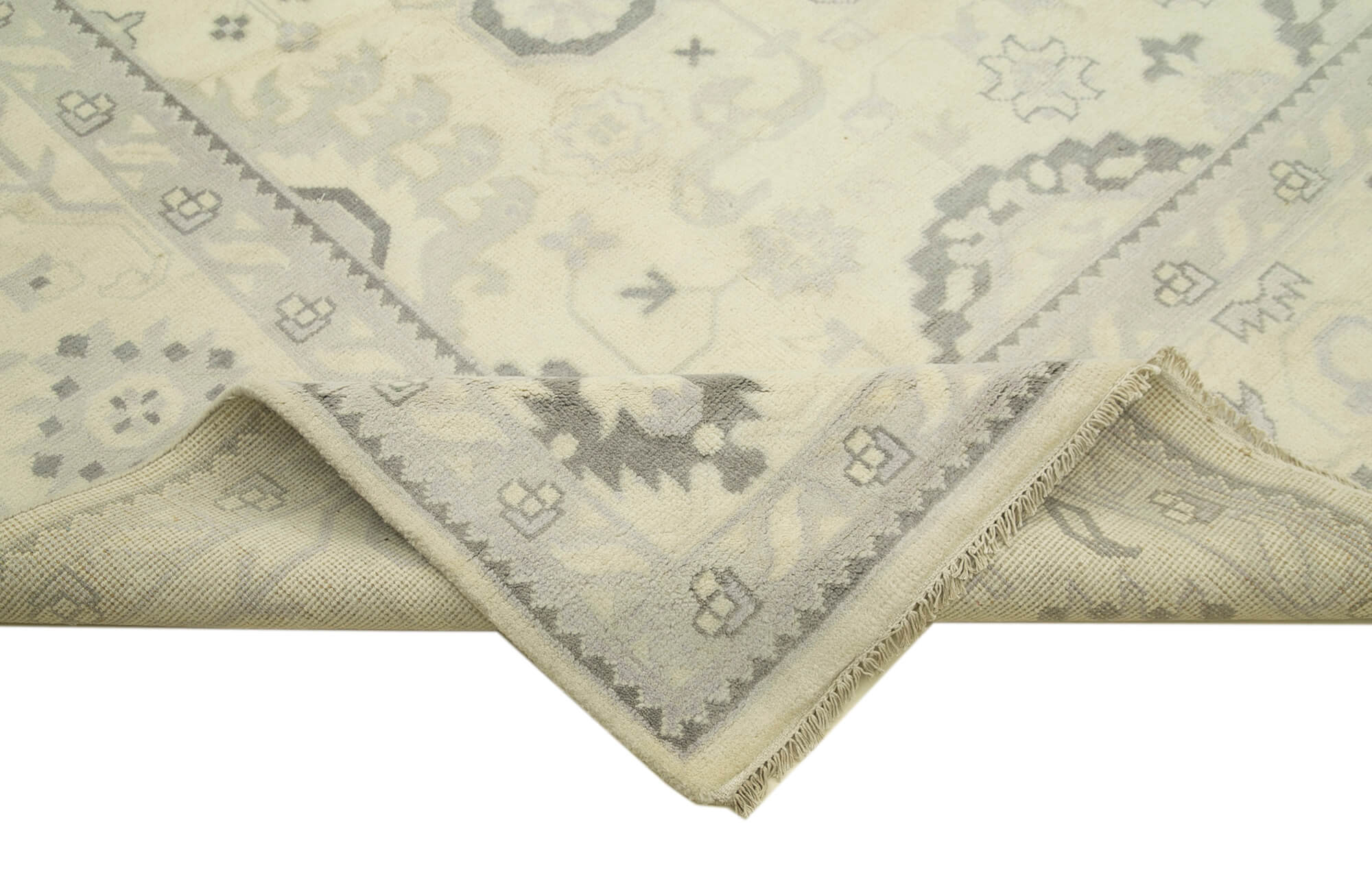 Handmade Wool Area Rug – Tebriz Classic Beige Cotton Wool Rug 9'1''x12'0''