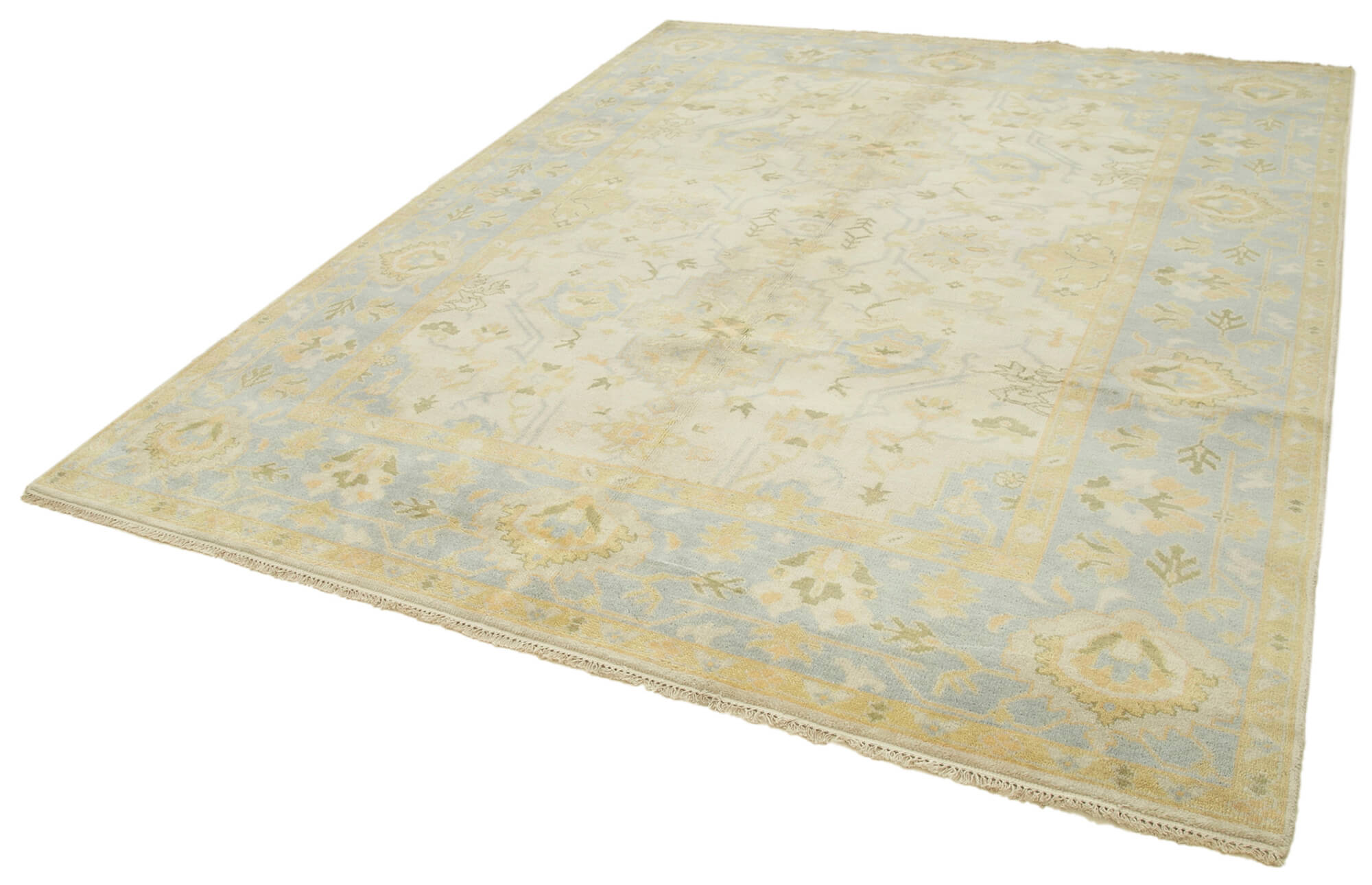Handmade Wool Area Rug – Classic Beige Turkish Cotton Wool Carpet 7'10''x10'