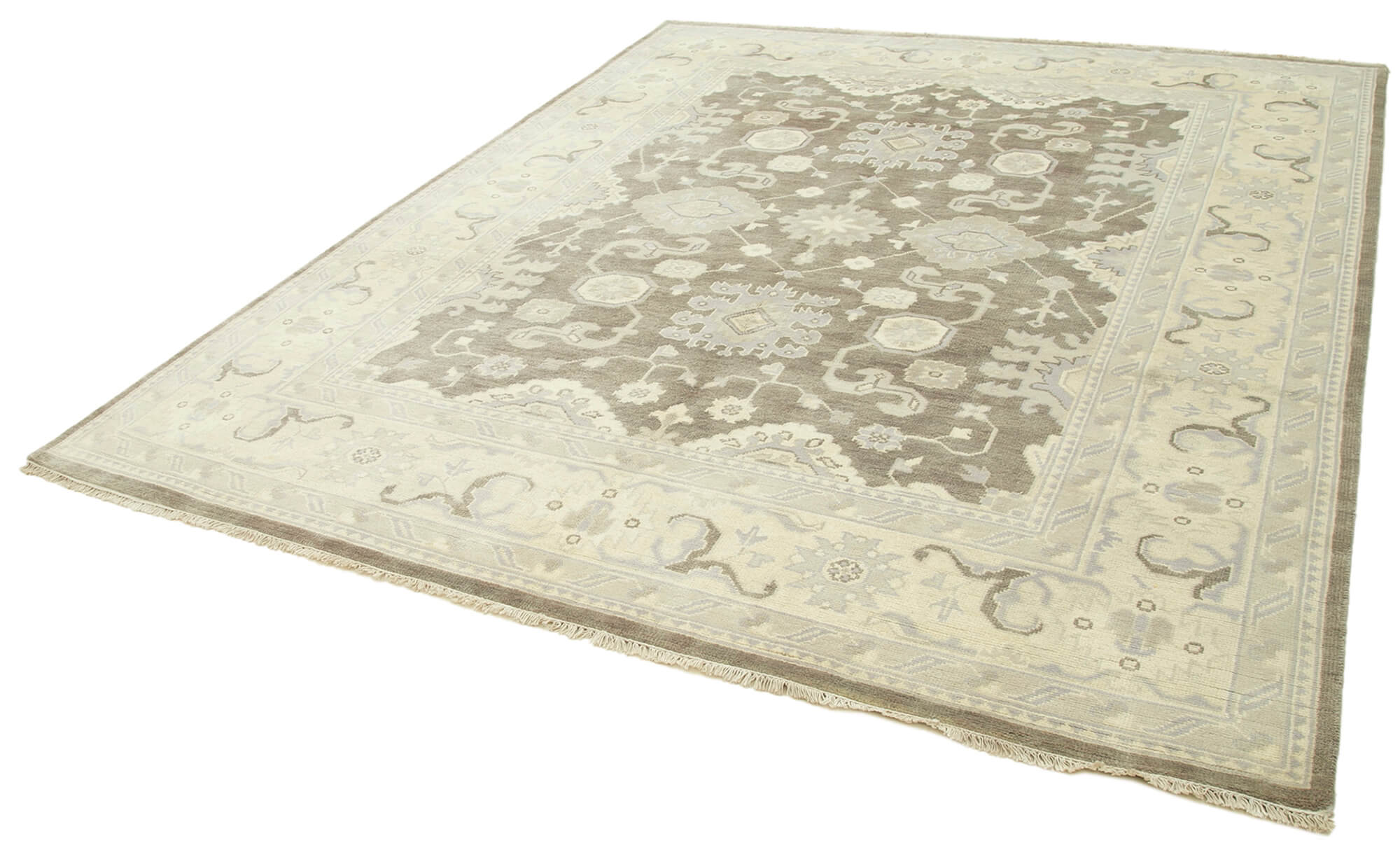 Handmade Wool Area Rug – Tebriz Classic Beige Cotton Wool Rug 8x10 ft Durable