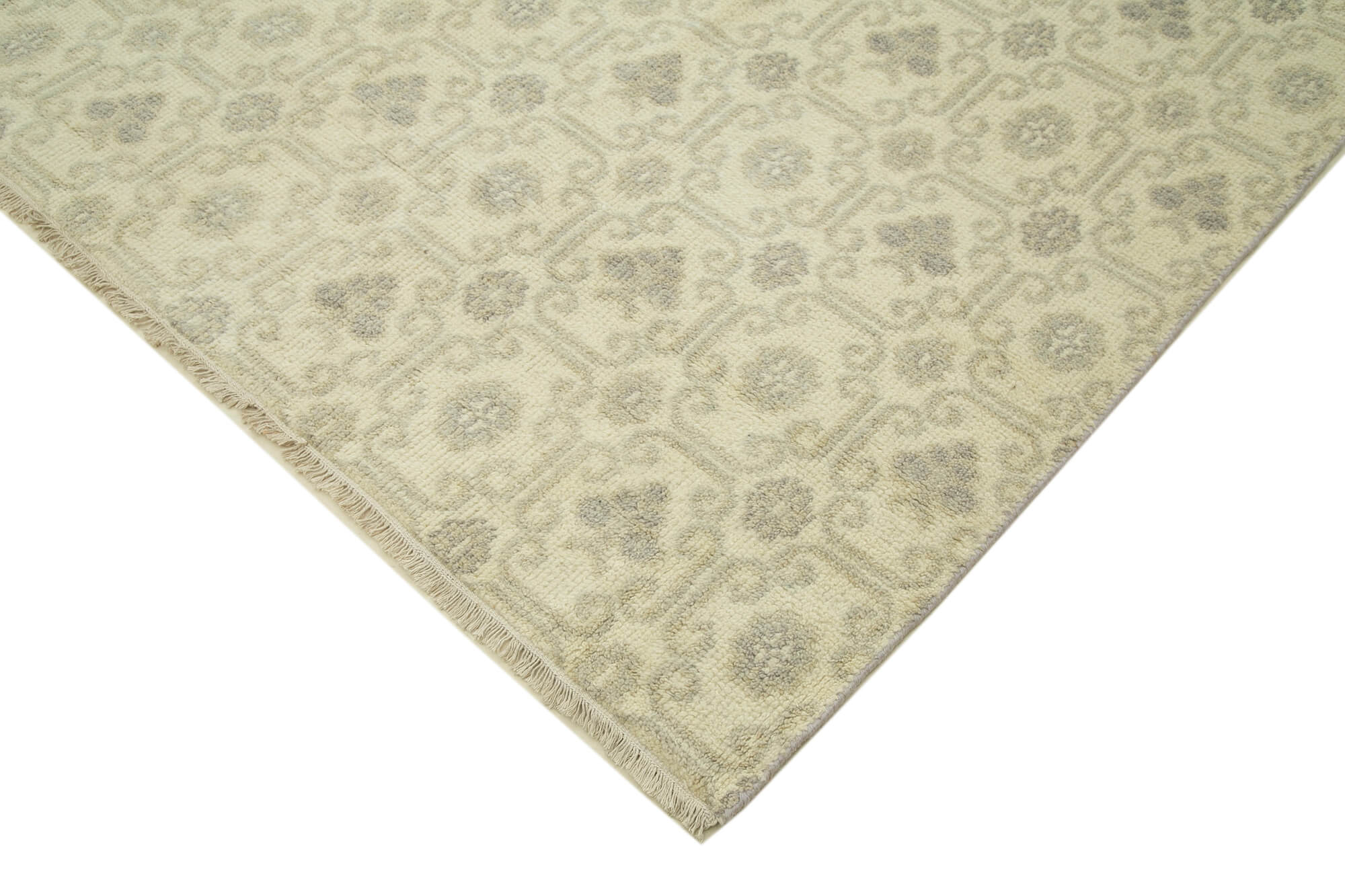 Handmade Wool Area Rug – Classic Beige Vintage Turkish Rug 9'9''x13'9'' Cotton Wool Carpet