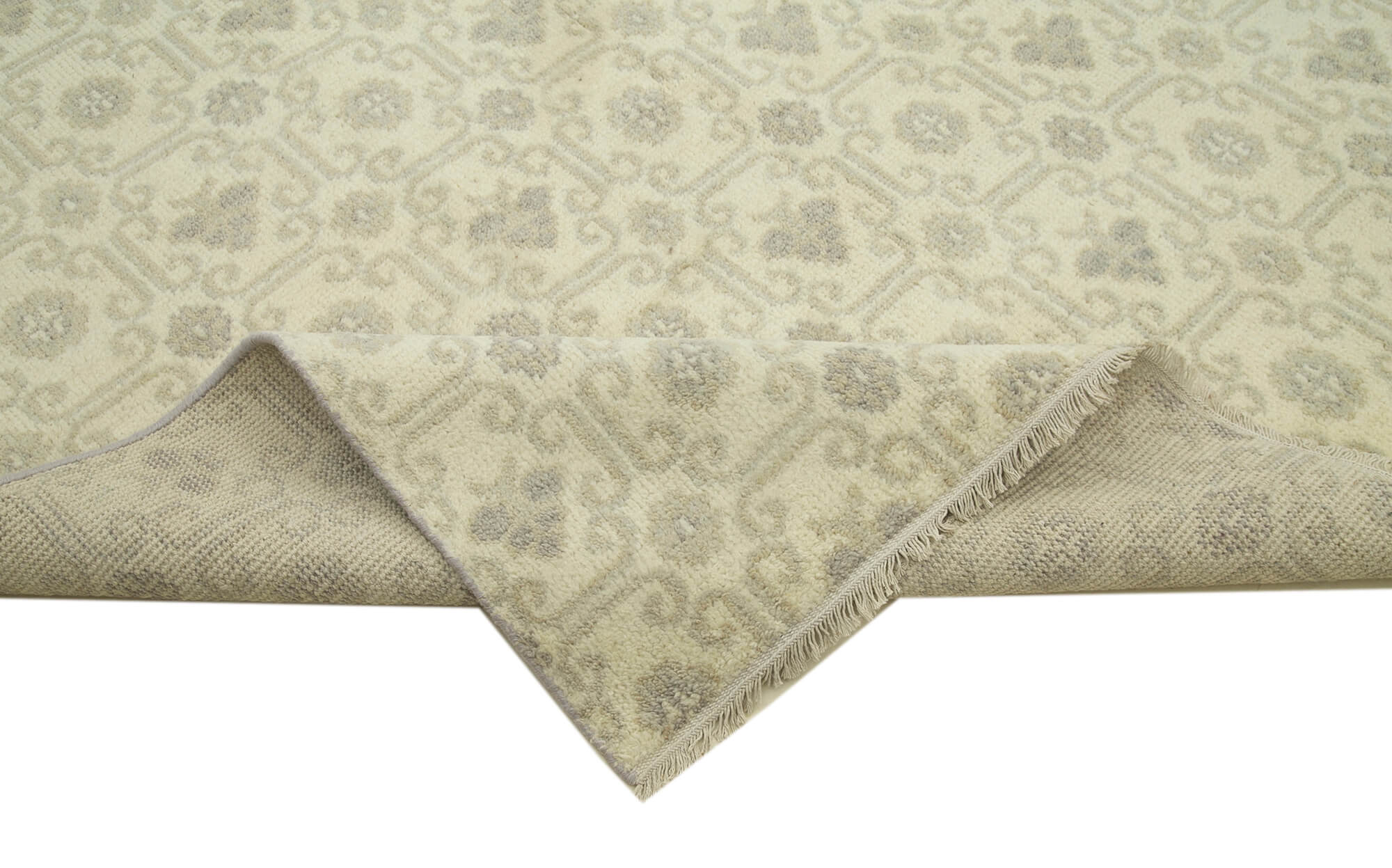Handmade Wool Area Rug – Classic Beige Vintage Turkish Rug 9'9''x13'9'' Cotton Wool Carpet