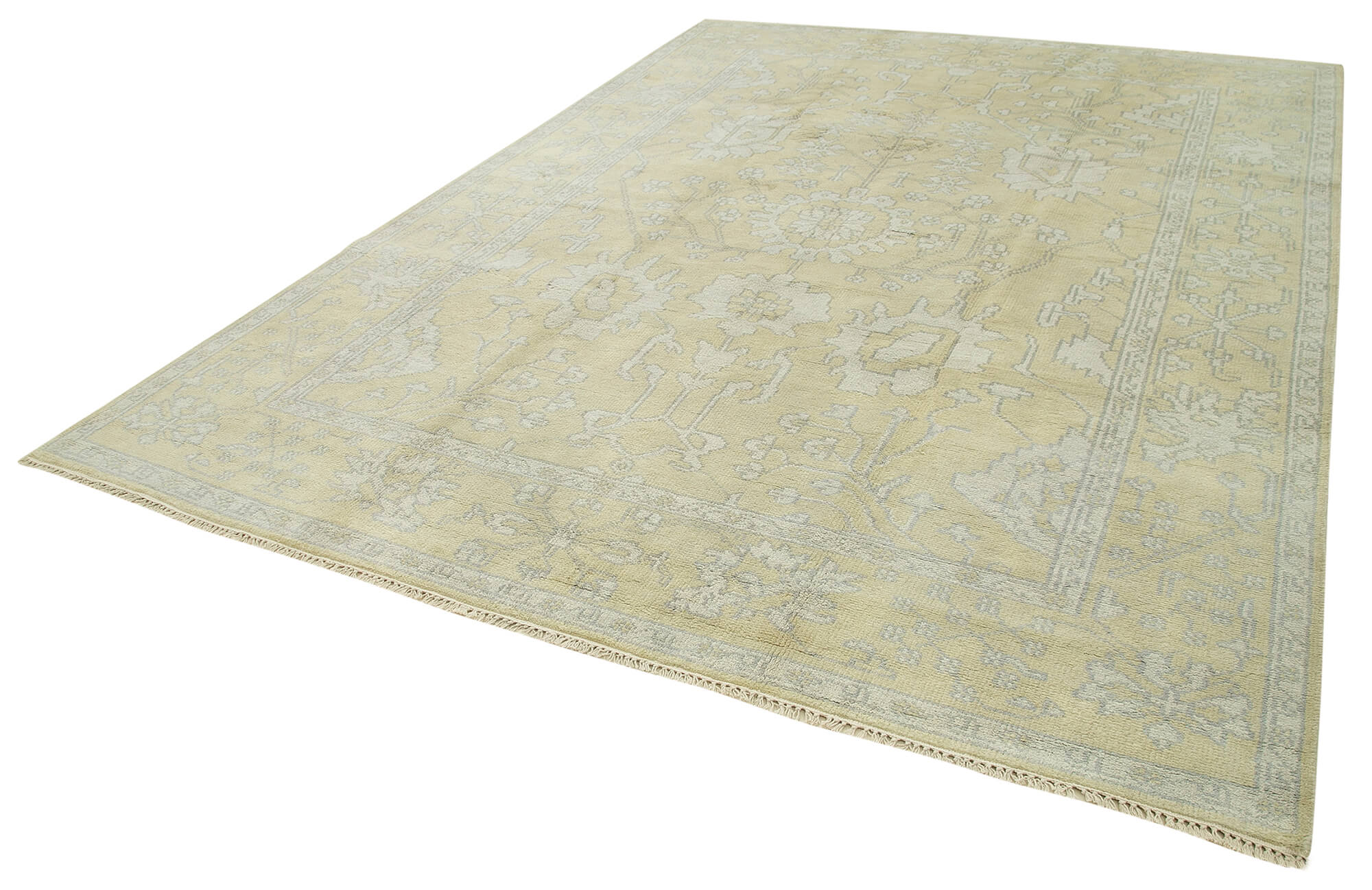 Handmade Wool Area Rug – Tebriz Classic Design Cotton Wool Rug 8'9''x11'9'' Beige