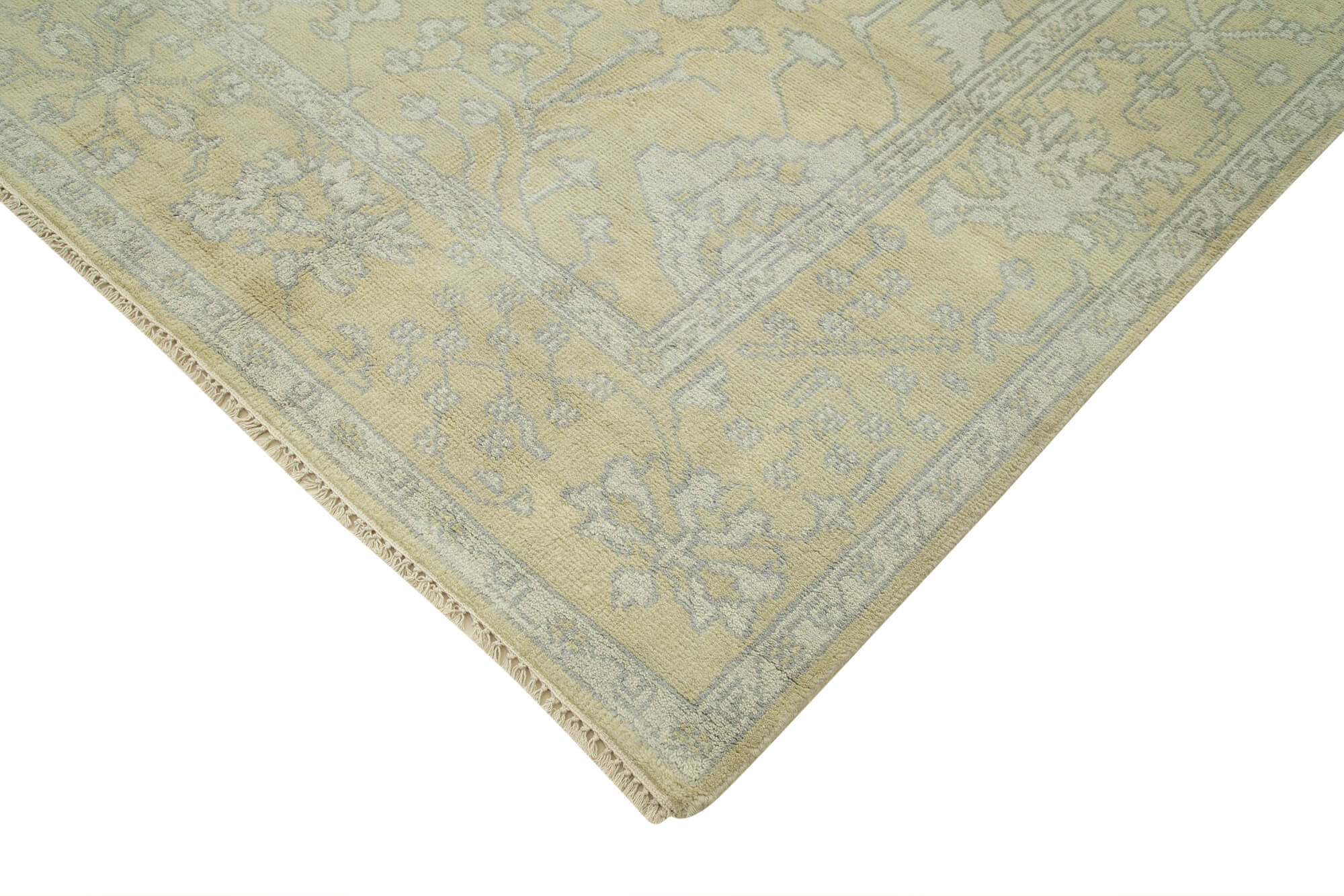 Handmade Wool Area Rug – Tebriz Classic Design Cotton Wool Rug 8'9''x11'9'' Beige