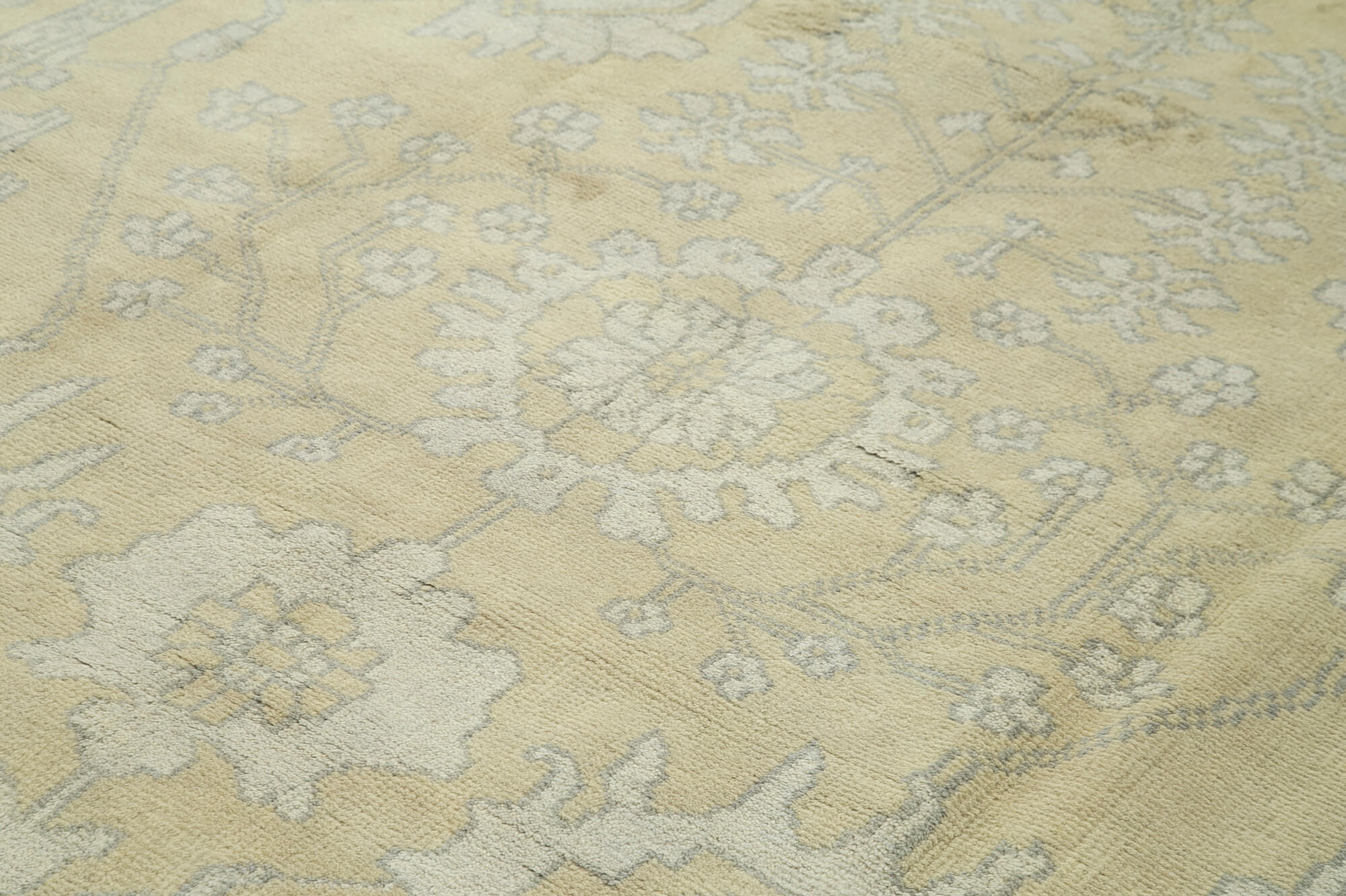Handmade Wool Area Rug – Tebriz Classic Design Cotton Wool Rug 8'9''x11'9'' Beige