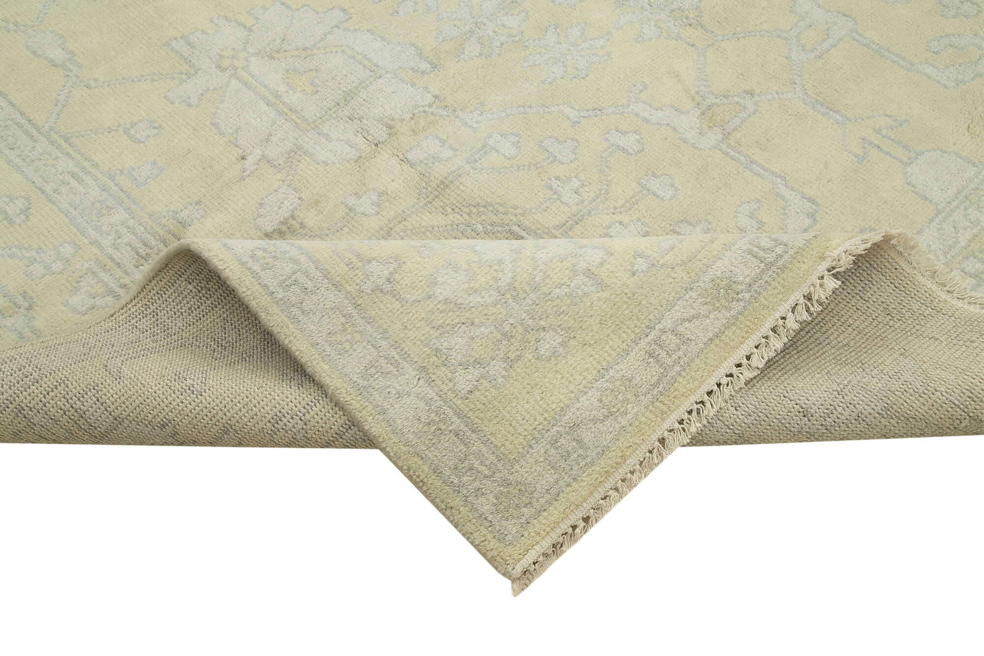 Handmade Wool Area Rug – Tebriz Classic Design Cotton Wool Rug 8'9''x11'9'' Beige
