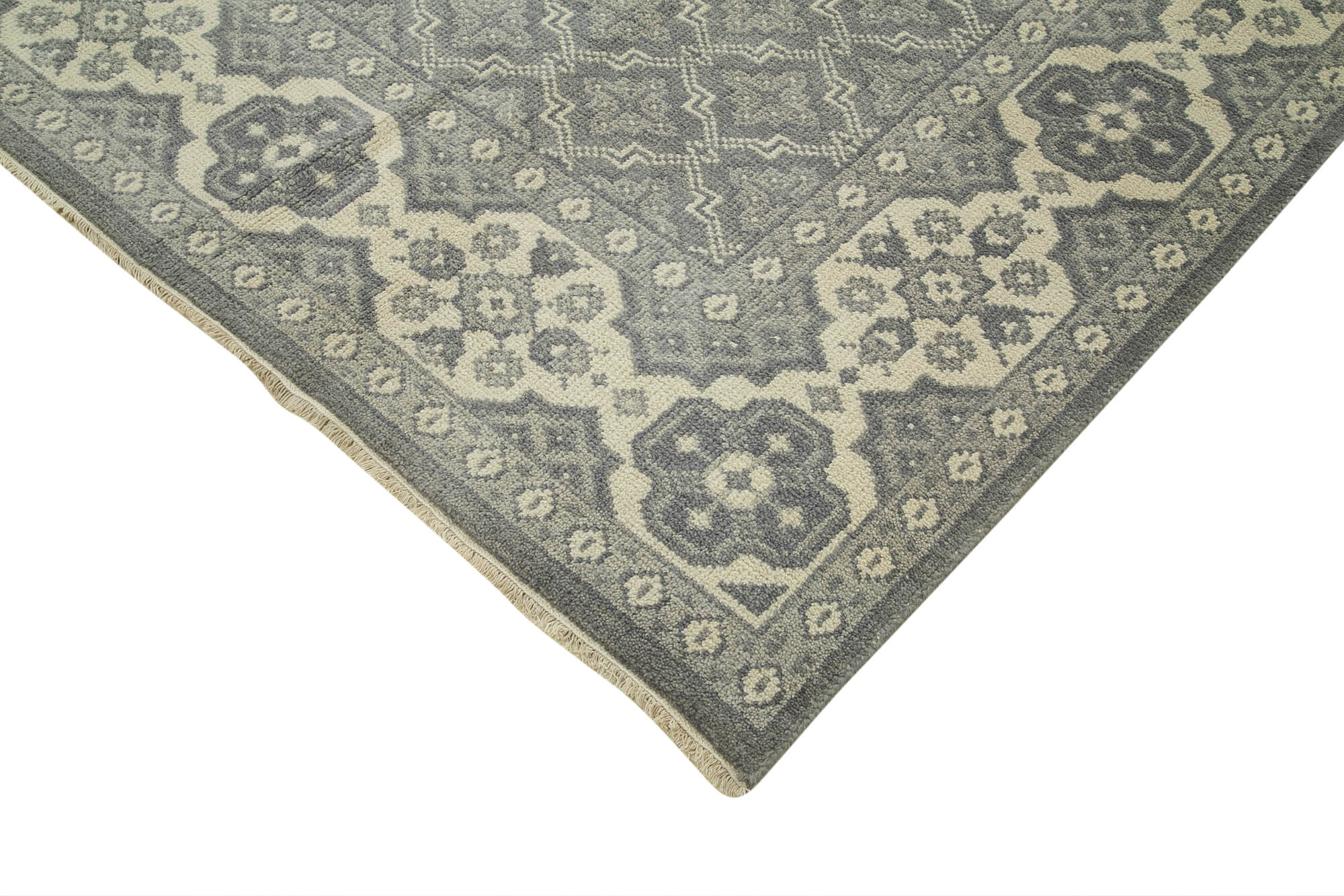 Handmade Wool Area Rug – Tebriz Grey Classic Cotton Rug 8'9''x11'9'' | Durable Natural Fiber