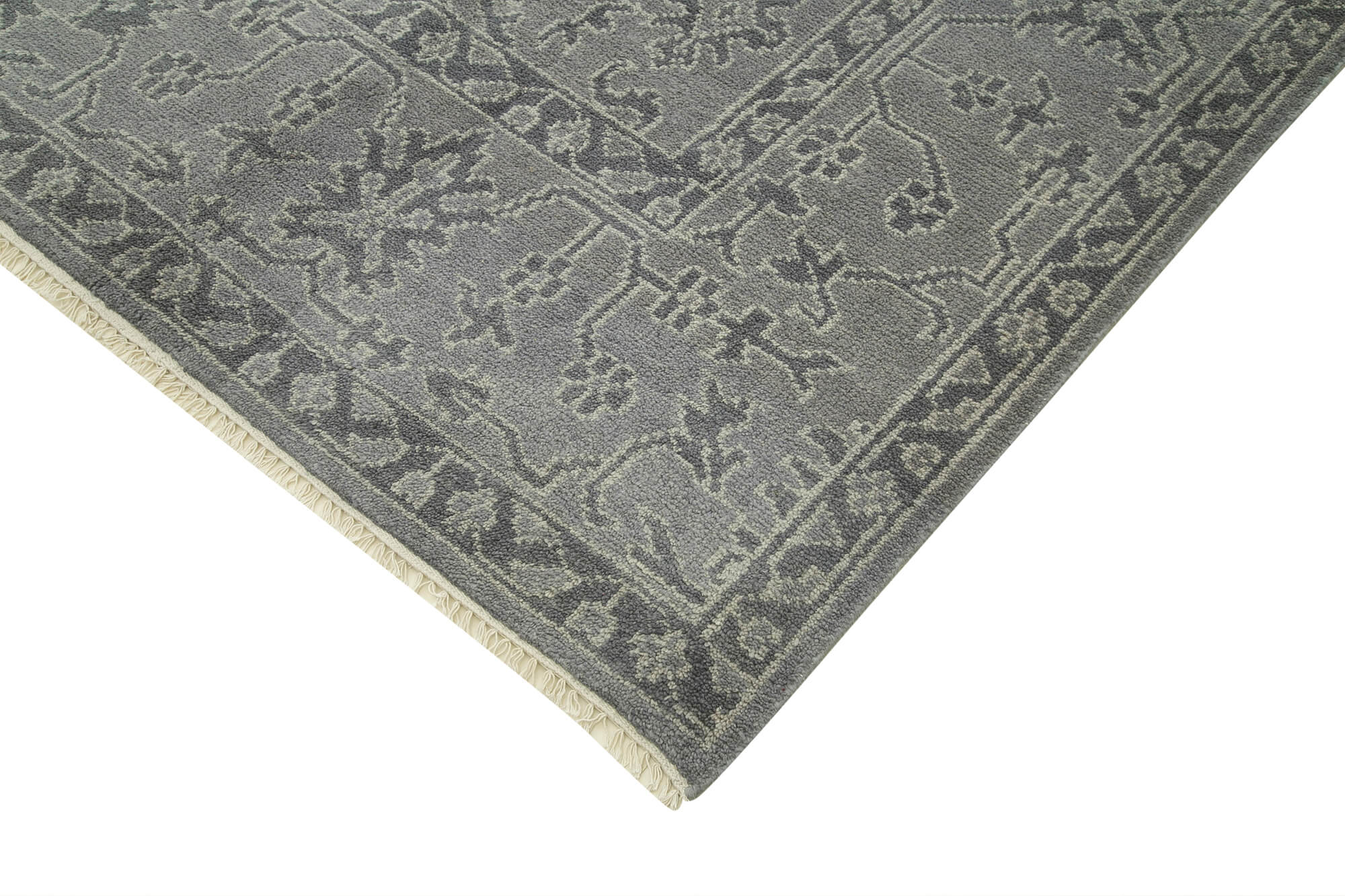 Handmade Wool Area Rug – Tebriz Grey Classic Cotton Wool Rug 9'0''x12'2''