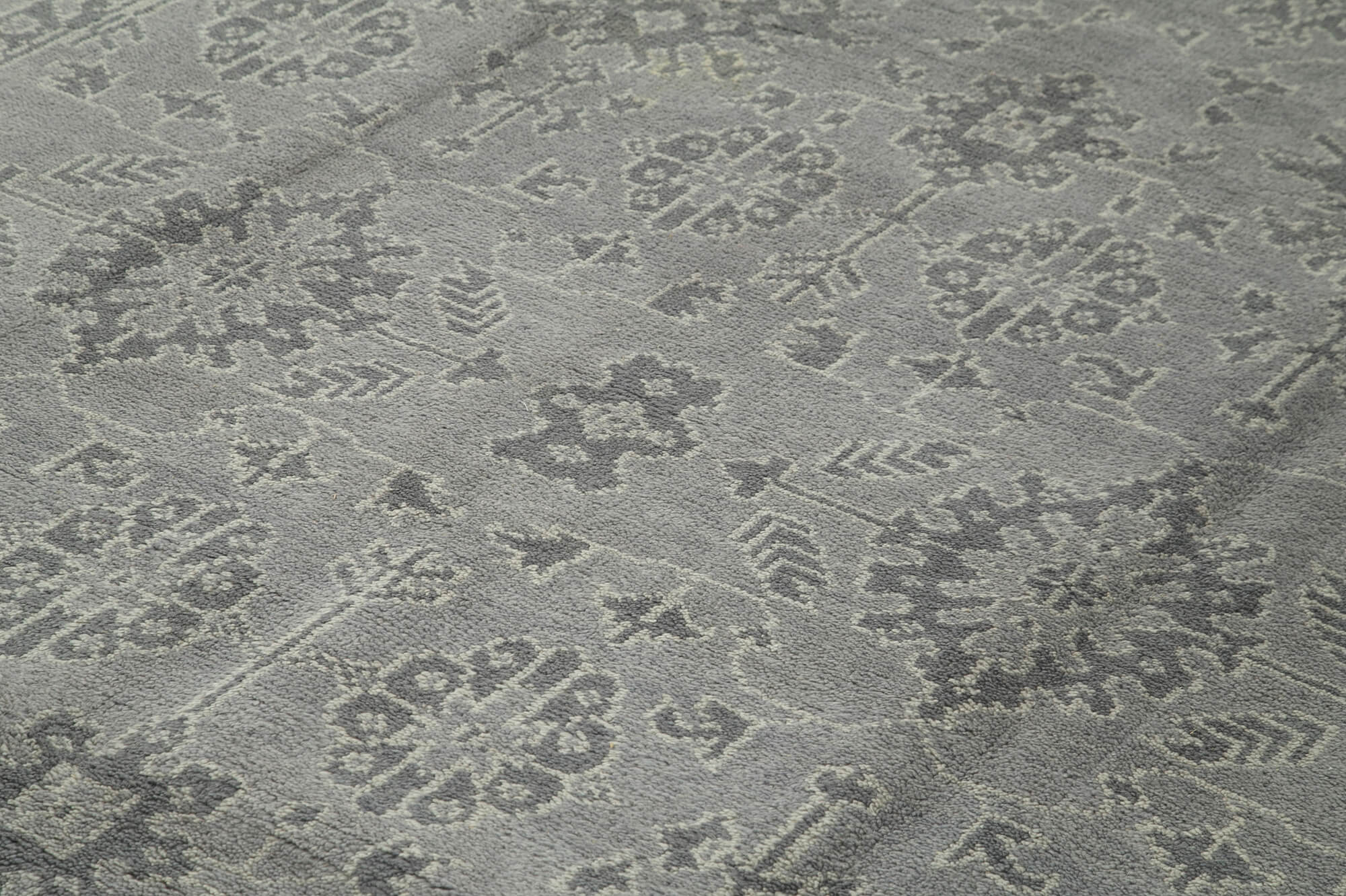 Handmade Wool Area Rug – Tebriz Grey Classic Cotton Wool Rug 9'0''x12'2''