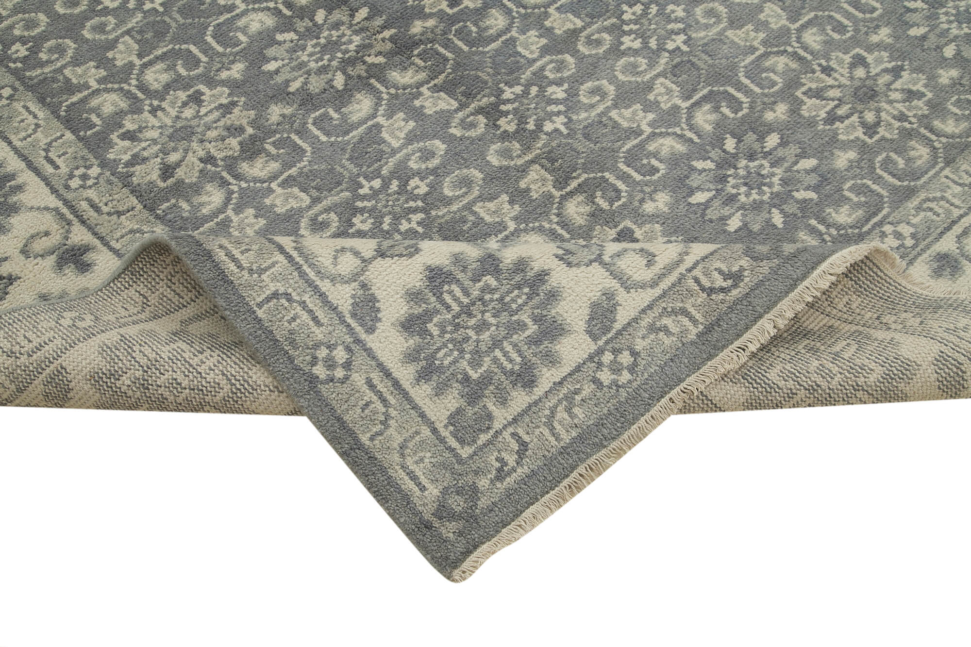 Handmade Wool Area Rug – Tebriz Grey Classic Cotton Wool Carpet 8'9''x11'11''