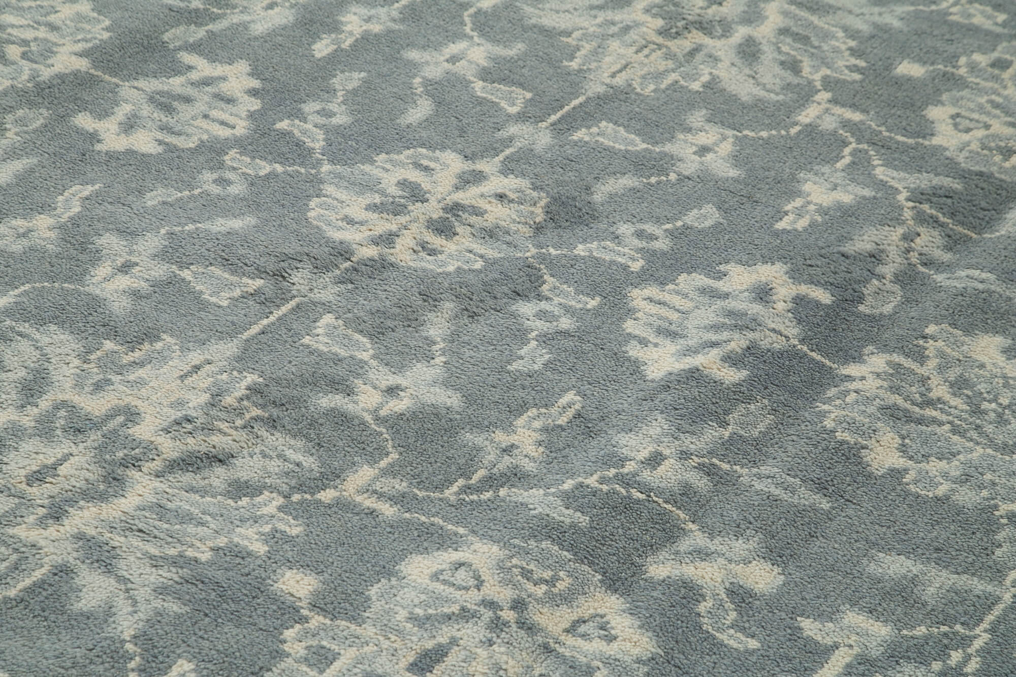 Handmade Wool Area Rug – Vintage Turkish Carpet Grey Cotton Wool Classic Style 8'10''x12'1''