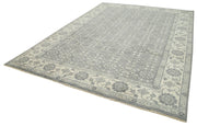 Handmade Wool Area Rug – Tebriz Grey Classic Cotton Rug 8'10''x11'11'' Vintage Turkish