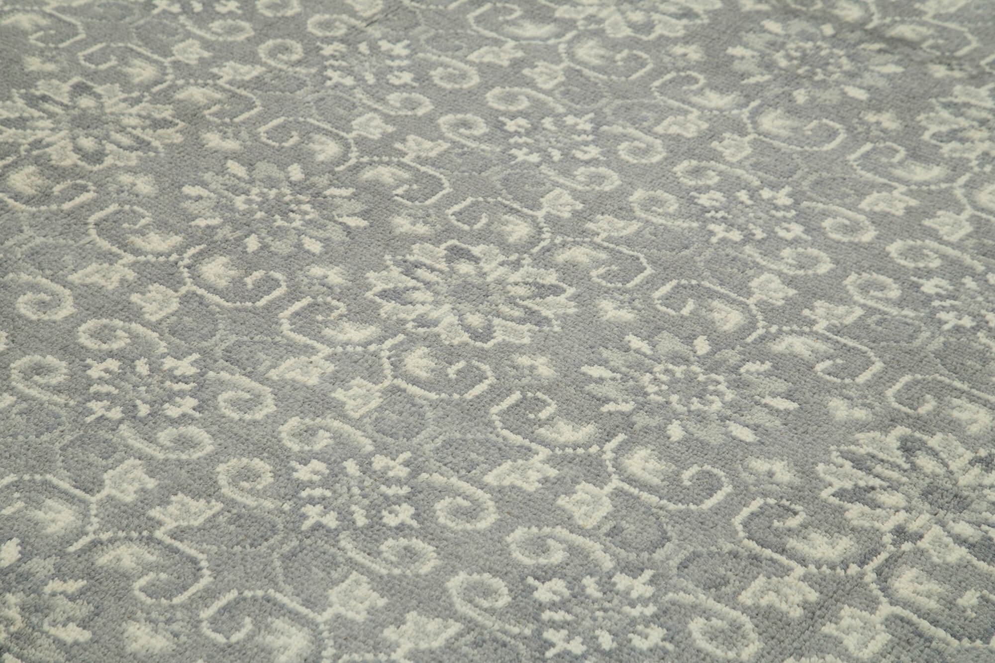 Handmade Wool Area Rug – Tebriz Grey Classic Cotton Rug 8'10''x11'11'' Vintage Turkish