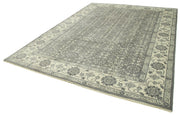Handmade Wool Area Rug – Tebriz Grey Classic Cotton Rug 8'10''x11'11'' Vintage Turkish