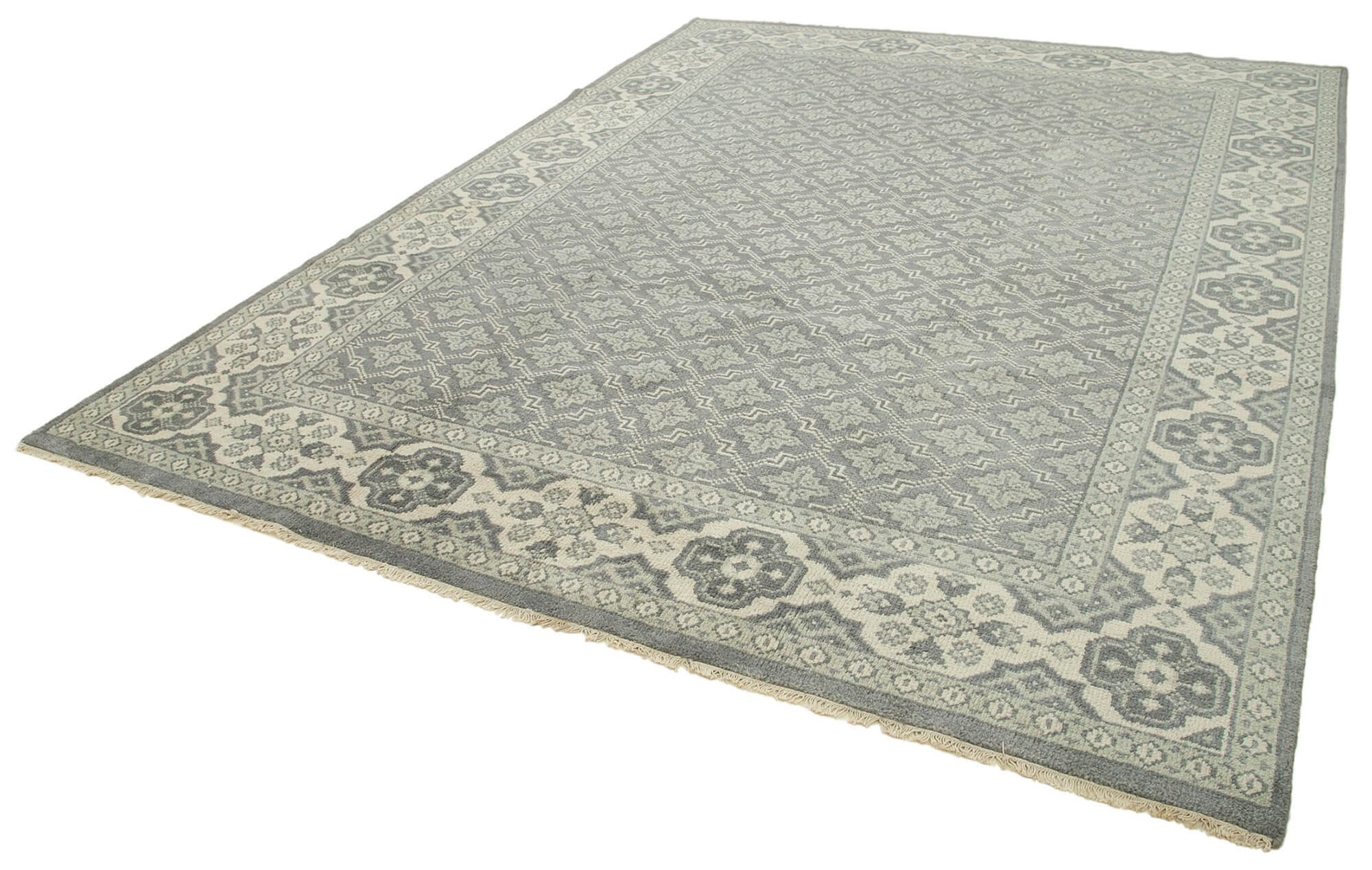 Handmade Wool Area Rug – Tebriz Grey Classic Cotton Wool Rug 8'9''x11'8''