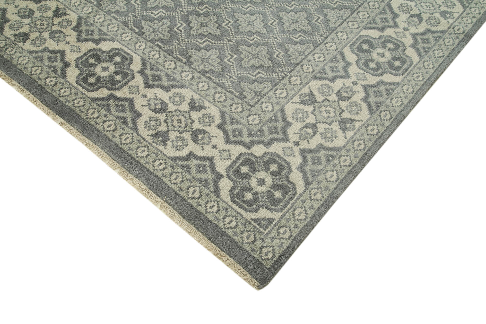Handmade Wool Area Rug – Tebriz Grey Classic Cotton Wool Rug 8'9''x11'8''