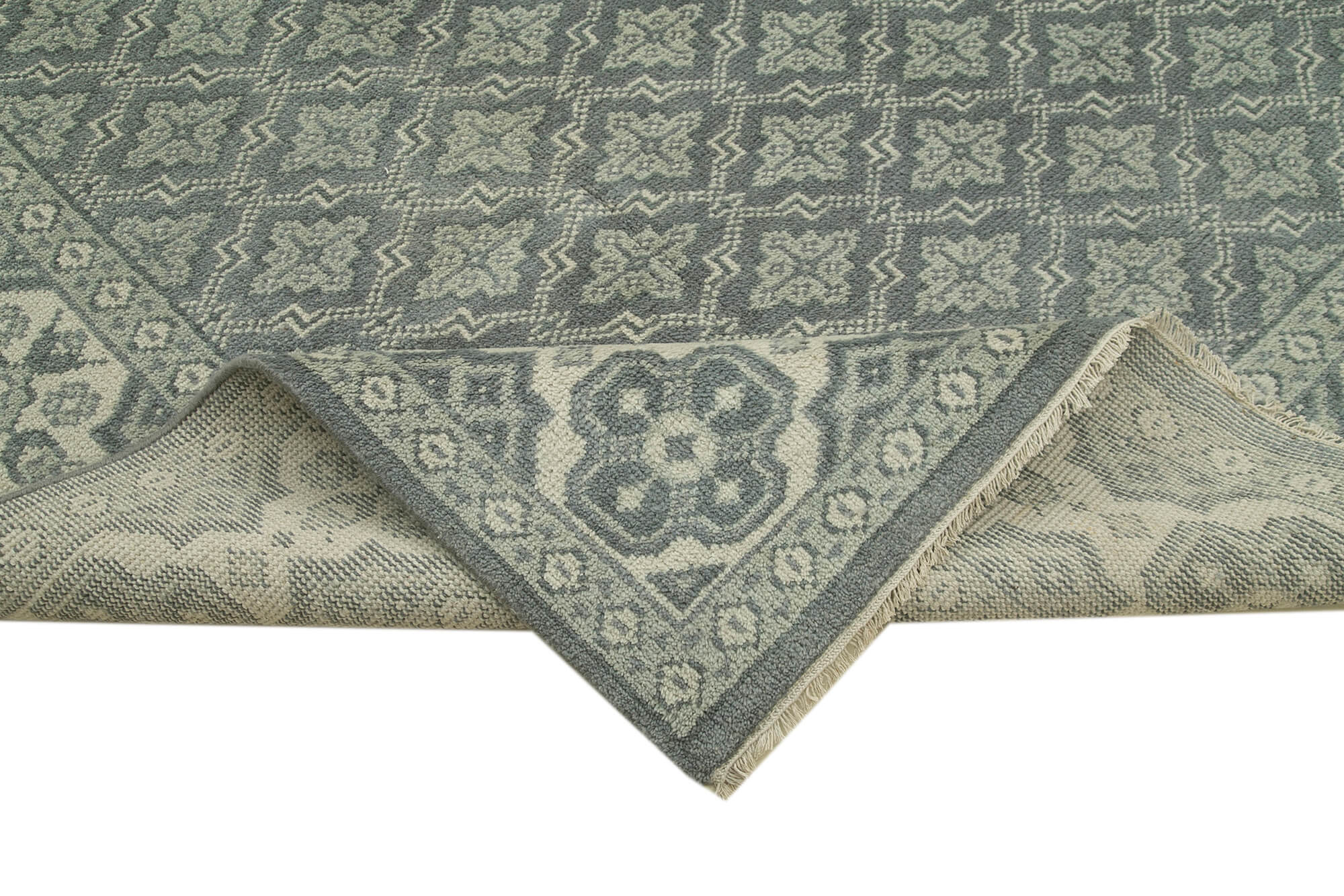 Handmade Wool Area Rug – Tebriz Grey Classic Cotton Wool Rug 8'9''x11'8''