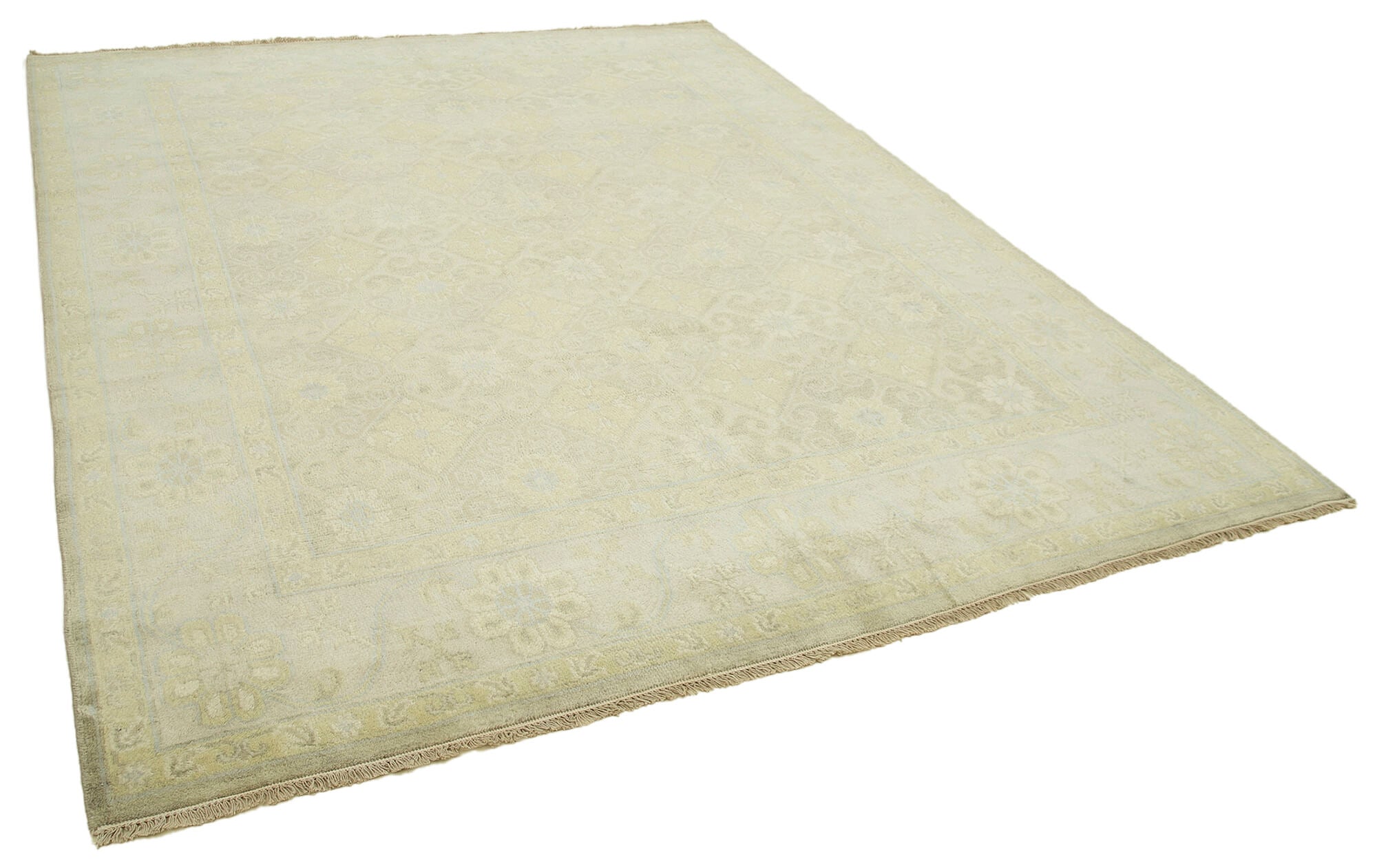 Handmade Cotton Wool Rug – Tebriz Classic Beige 8'1''x10'0'' Durable Area Carpet