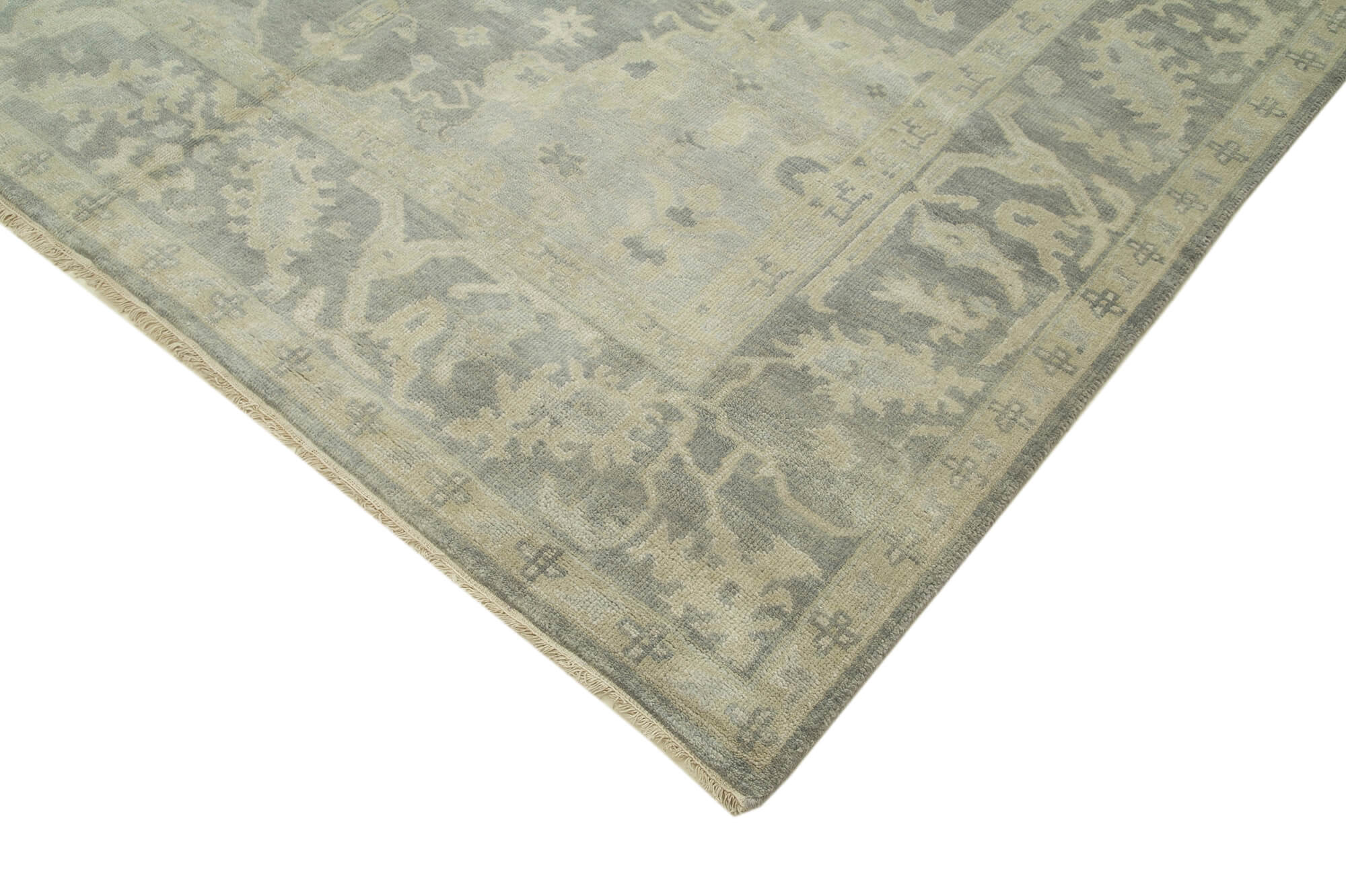 Handmade Wool Area Rug – Vintage Turkish Carpet, Classic Cotton Rug 8'x9'9'' Grey