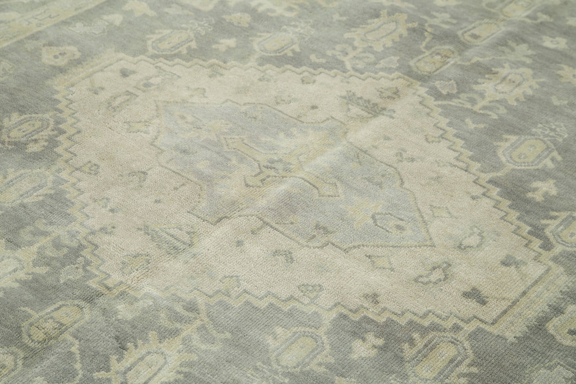 Handmade Wool Area Rug – Vintage Turkish Carpet, Classic Cotton Rug 8'x9'9'' Grey